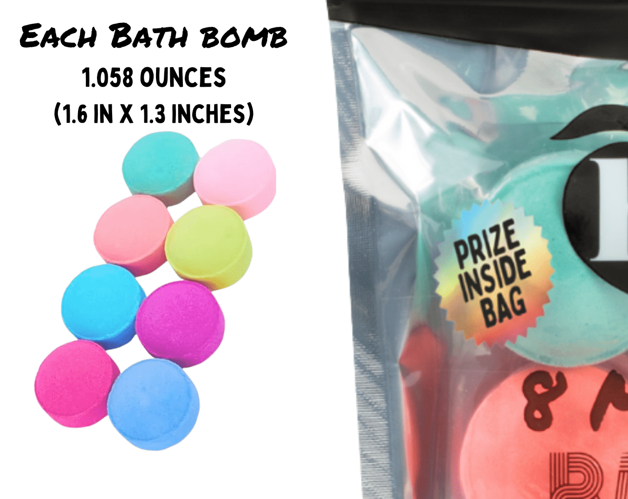 Mini Bath Bomb Bag, 8 Assorted Scents with Surprise Prize, 1.06 oz Each - Image 3