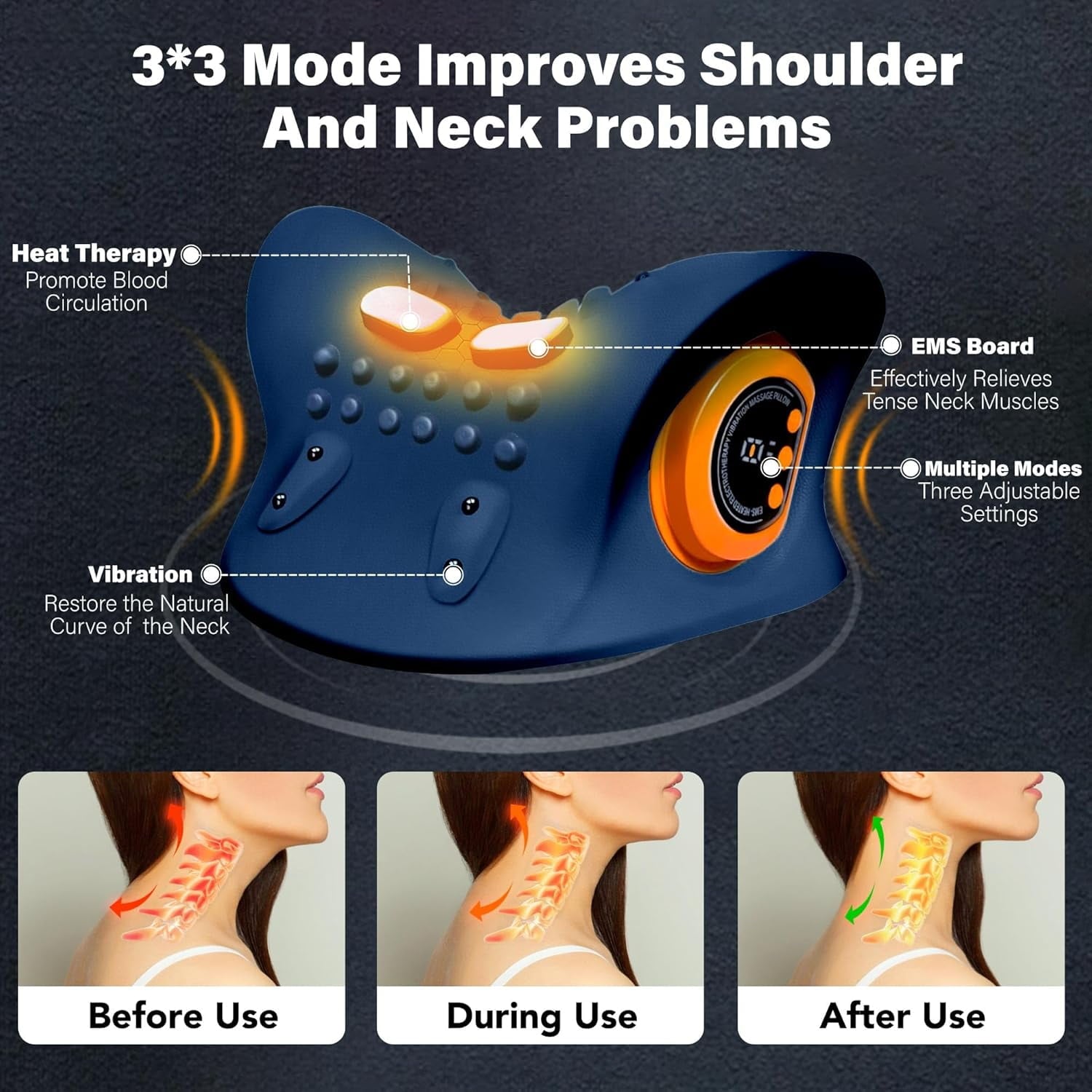 with 3 Adjustable Modes, Portable & Shoulder with Heat,Dark Blue - Image 3