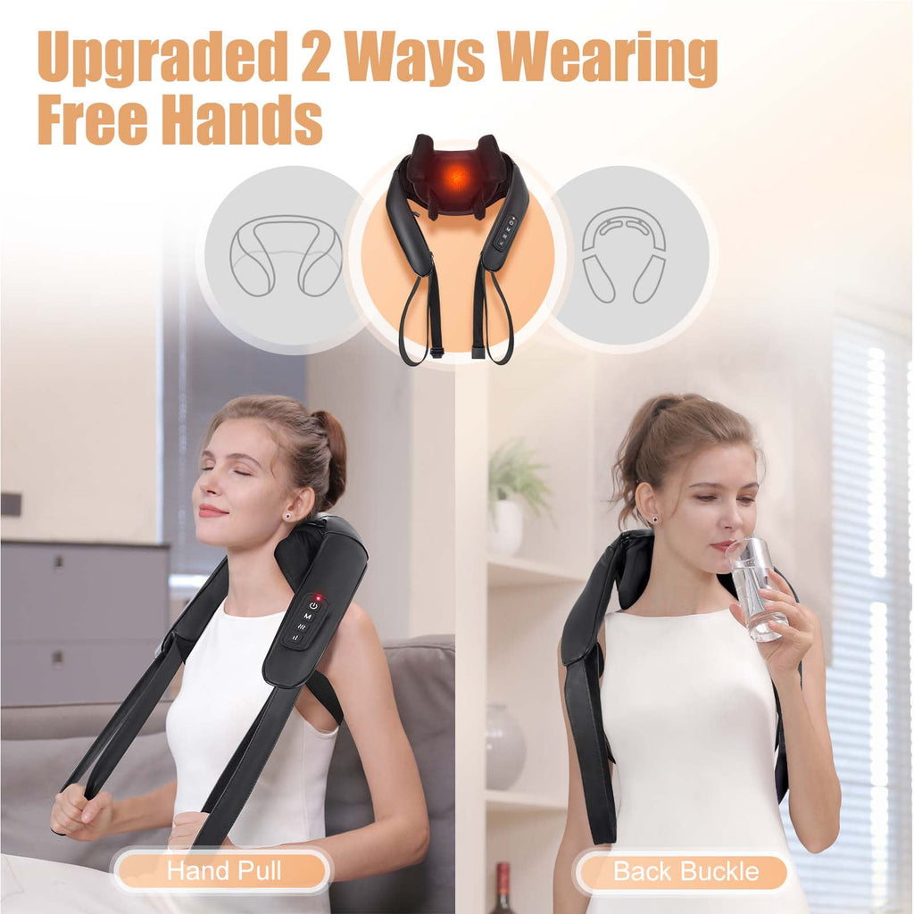 neck massager, deep tissue massage for pain relief, 6D wireless neck and shoulder massager, with heating function, su... - Image 3