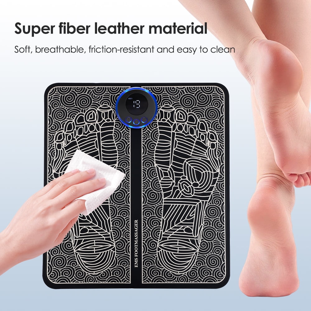 Mat,Feet Electric 8-Mode 19-Level Electrode Massage Mat with 2 Pairs of Electrode Pads,Portable Legs Pad Mat Black - Image 6