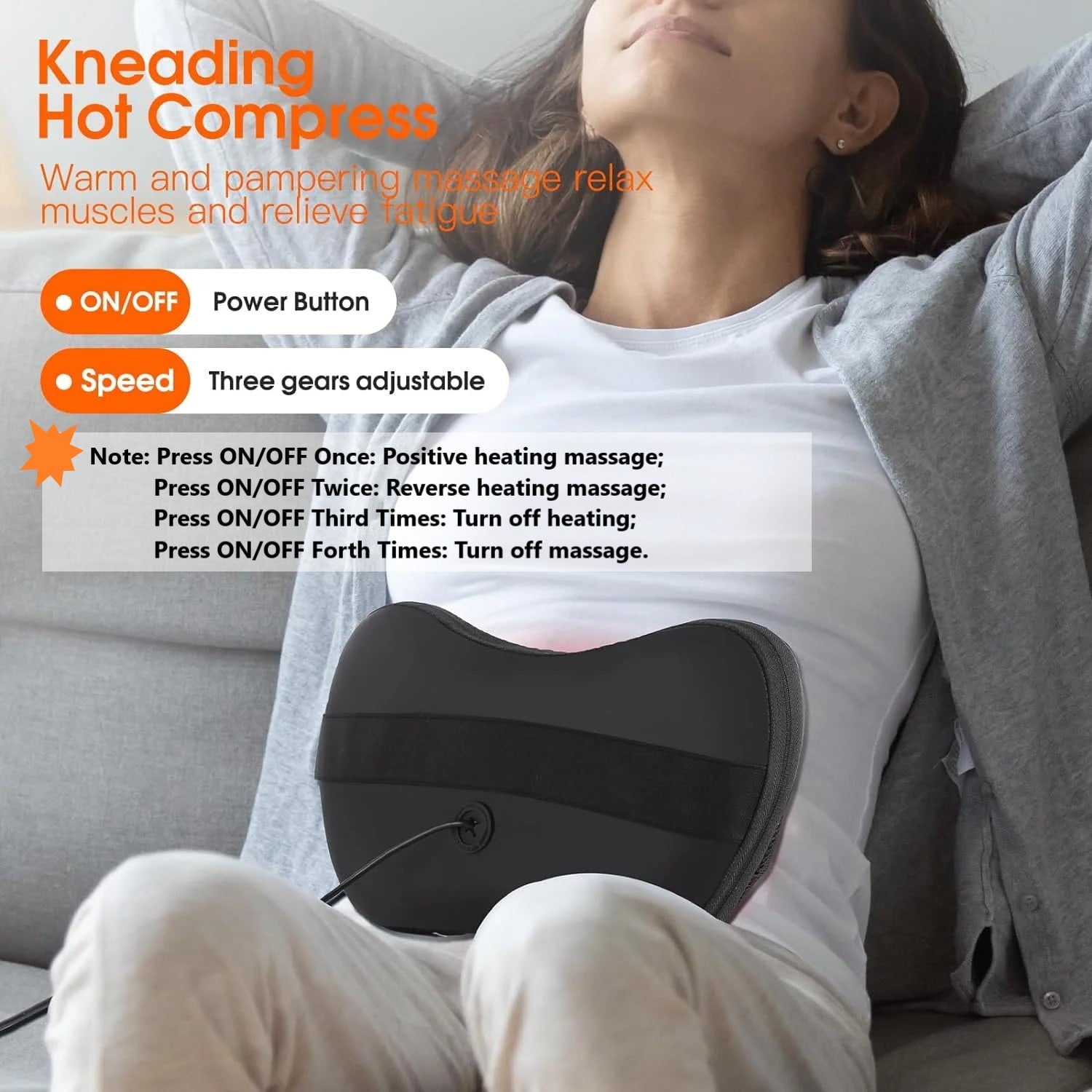 and Neck Massager with Heat, Electric 3D Deep Kneading Tissue Massage Pillow for Chair & Car, Muscle Pain Relief on S... - Image 3