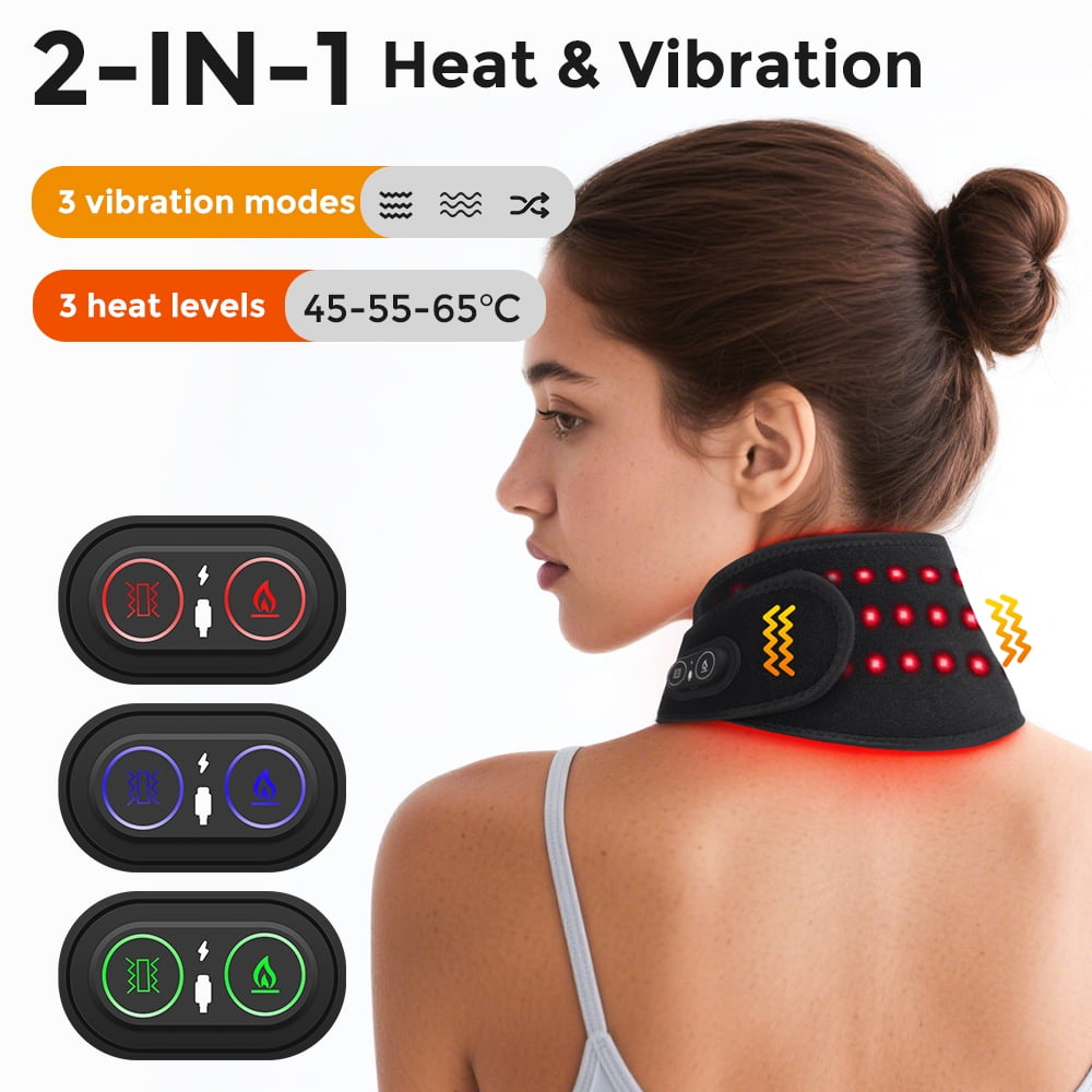 Red Light Therapy Pad for Neck Shoulder, Heated Vibration Body Wrap Belt with 660nm Red Light & 850nm, Portable Vibra... - Image 2
