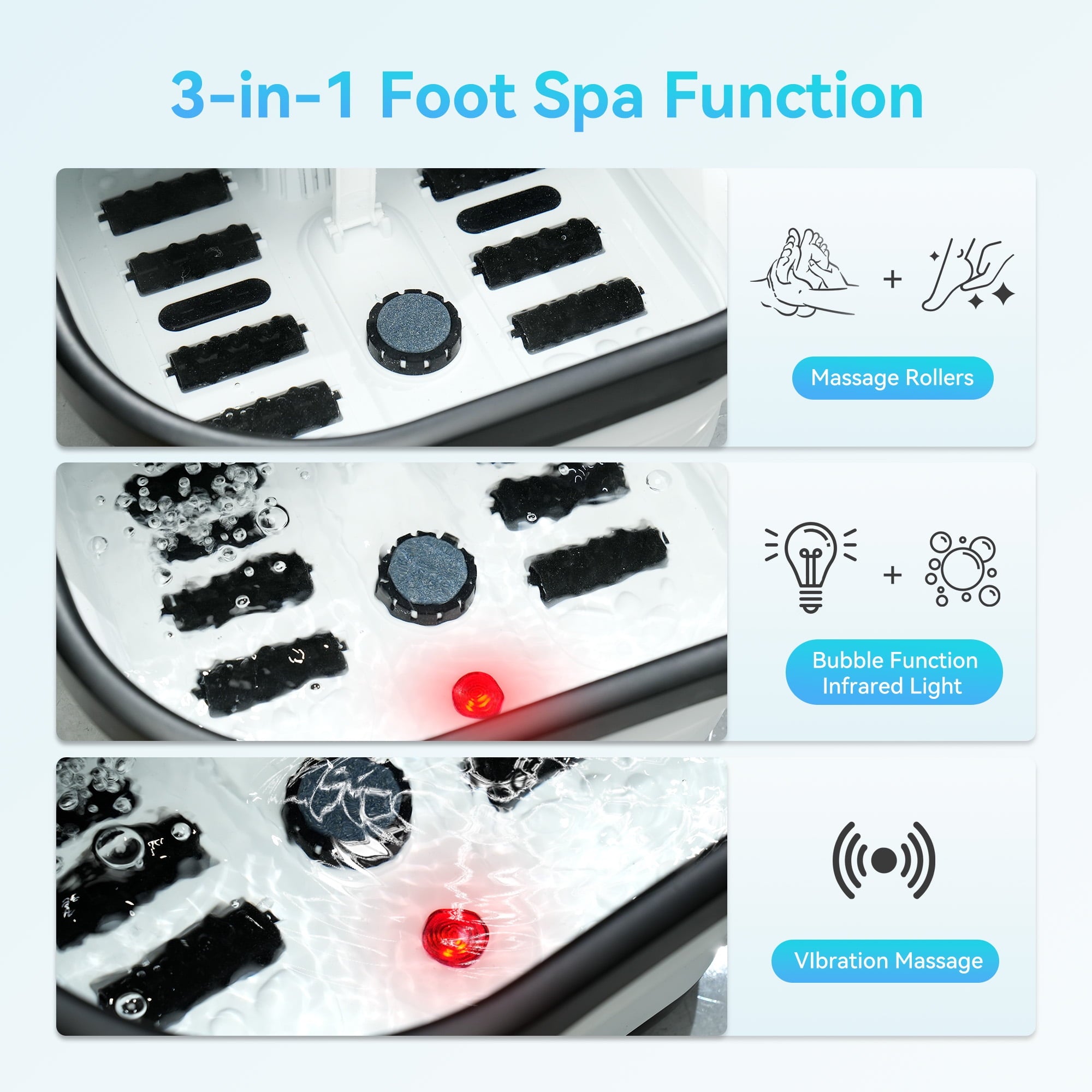 Spa Massager with Heat, Bubble, Red Light, Vibration, Temperature Control, Timer, Pedicure Bath Massager Soaker with ... - Image 5
