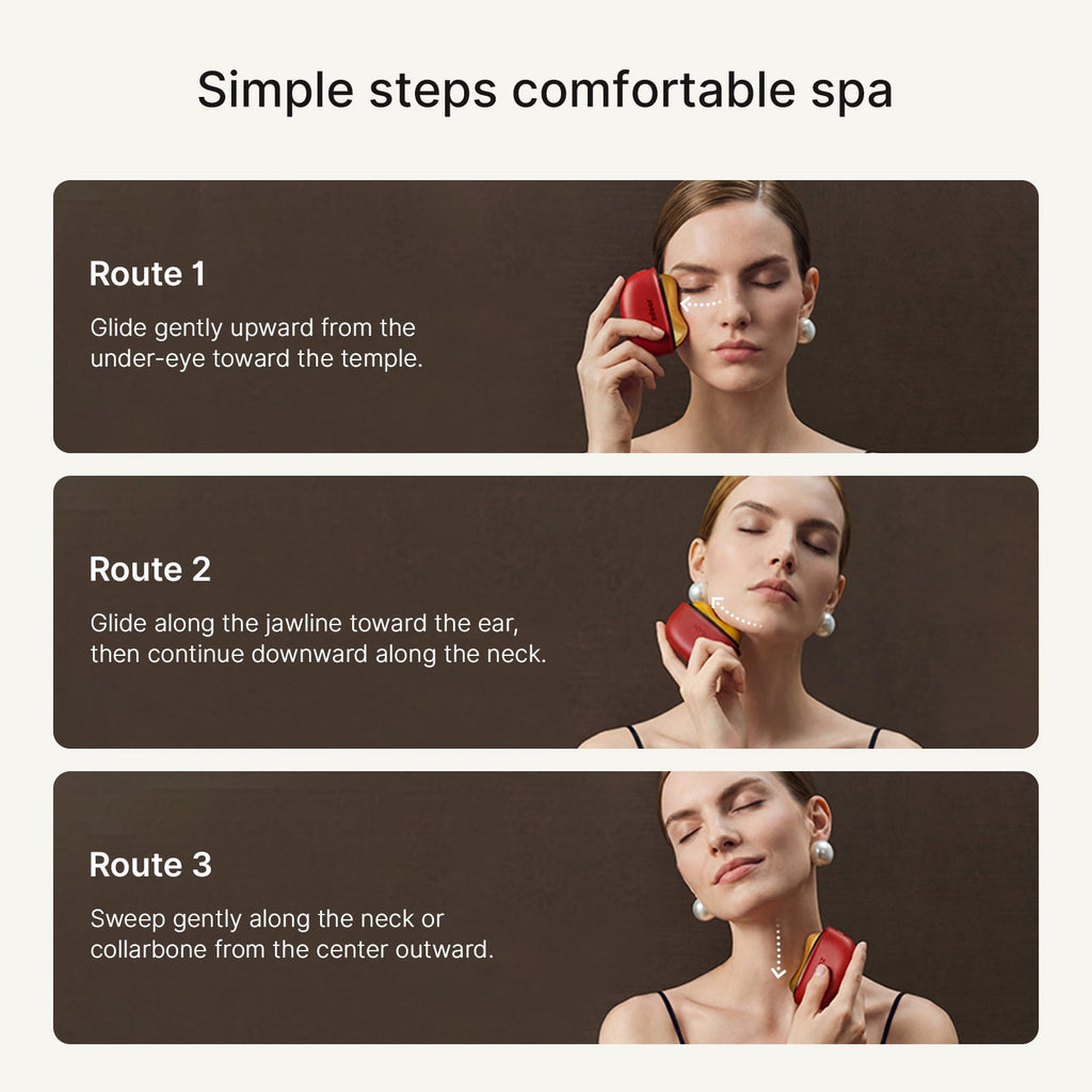 LED Red Light Therapy Facial & Neck Massager Heated Gua Sha Facial Sculpting Device with Vibration for Firming & Lift... - Image 3