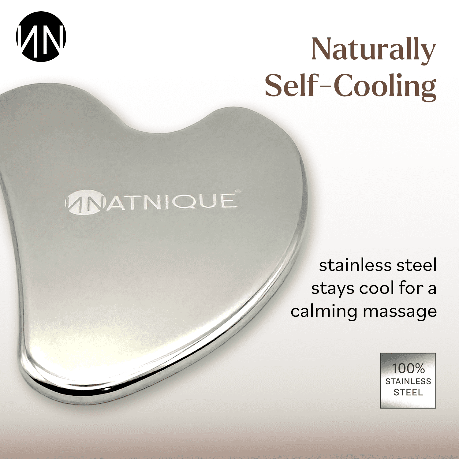 Stainless Steel Gua Sha Massager, Heart Shaped, for Face, Neck, Body, Deep Tissue, w/ Travel Pouch - Image 6