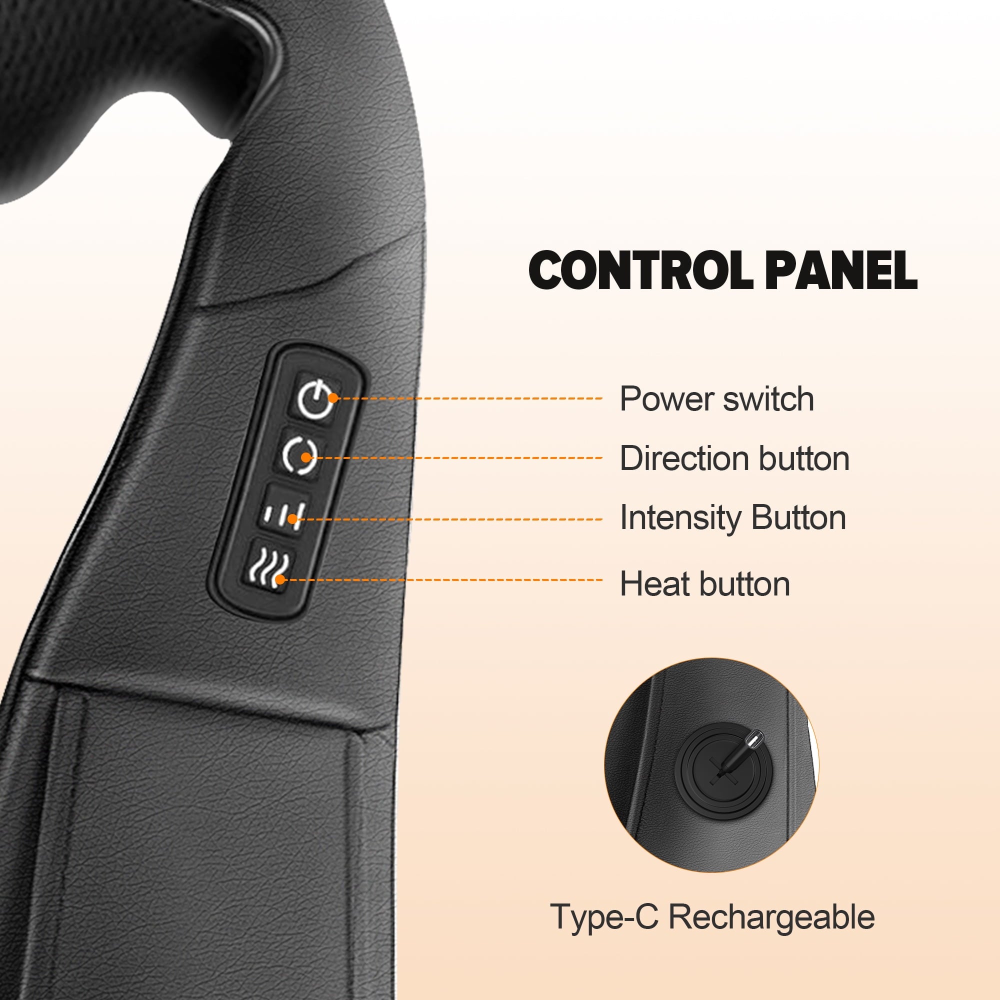 Cordless, Shiatsu Shoulder and Kneading Back with Heat, Rechargeable for Home, Office, Car Use and Travel Use, Black - Image 5