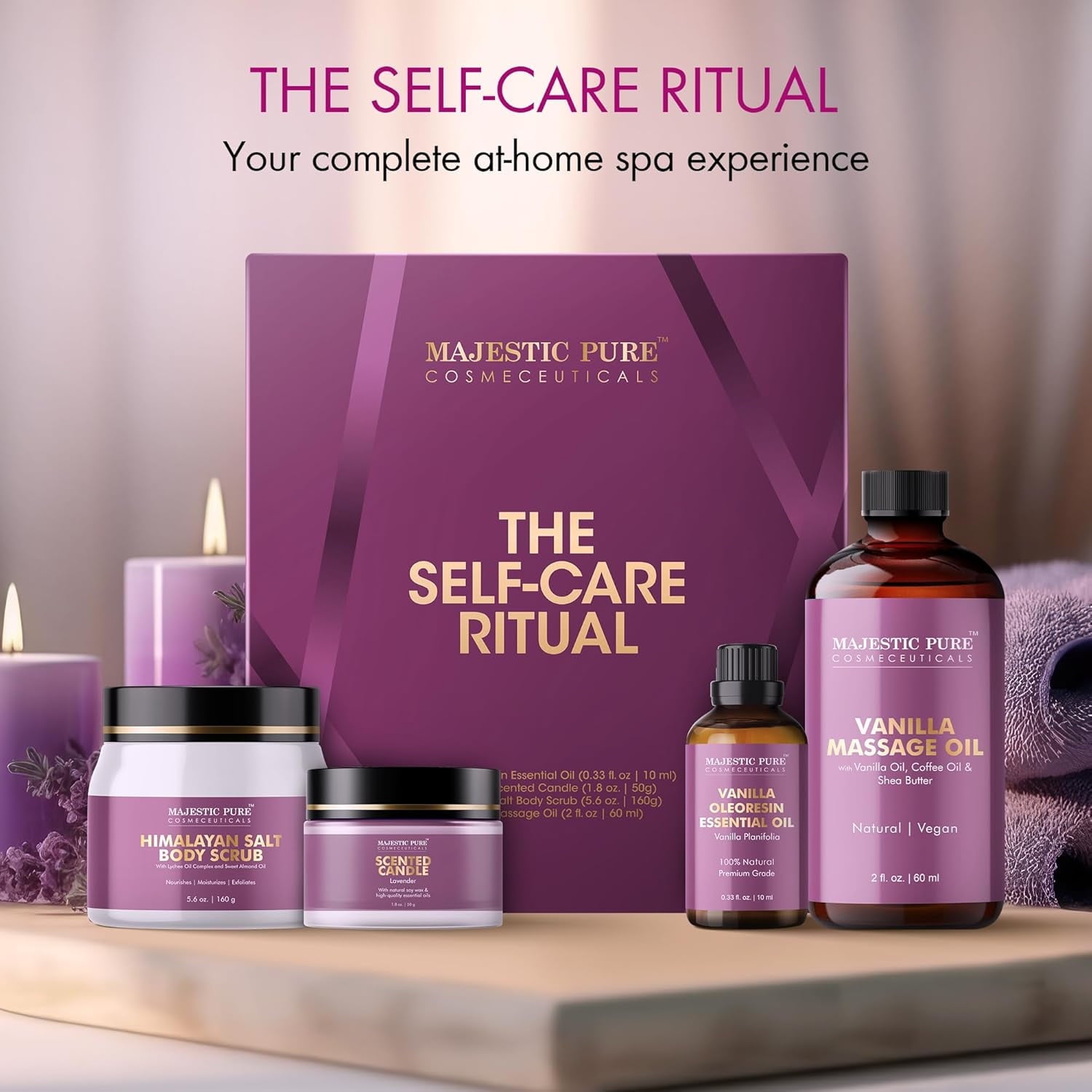 & Pamper Gift Set | 4-Piece Self-Care Kit | For Relaxing Home Experience - Image 2