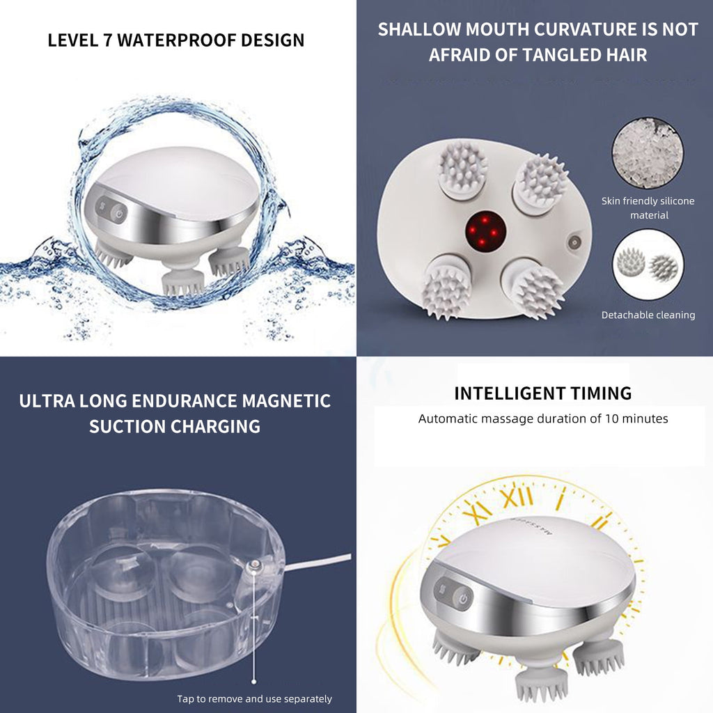 With Hot Compress And Red Light Therapy, Waterproof Electric Head For Relaxation, Portable Rechargeable For Stress Re... - Image 4