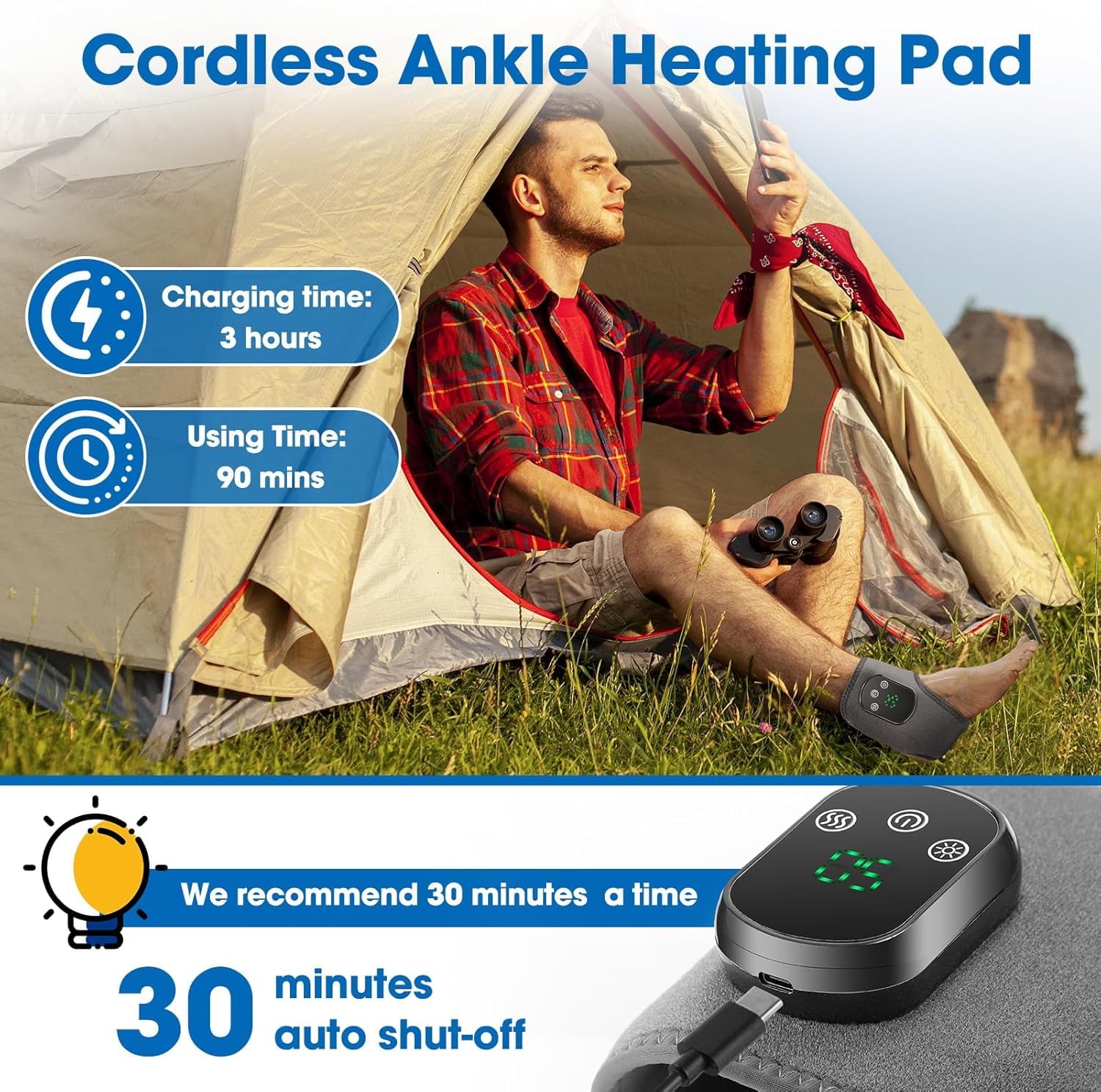 Massager with Heat and Vibration, Adjustable Temperature Hot Compress Wrap to Keep Warmers for Men Women Elders, Auto... - Image 5