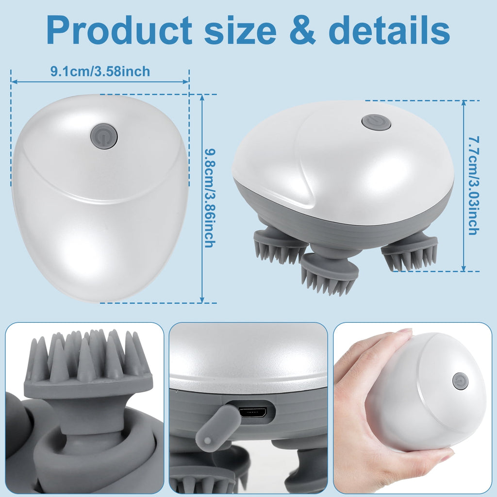 Electric Pet Massager Portable Handheld Pet Scalp Massager with 4 Massage Heads 3 Modes USB Rechargeable Waterproof M... - Image 3