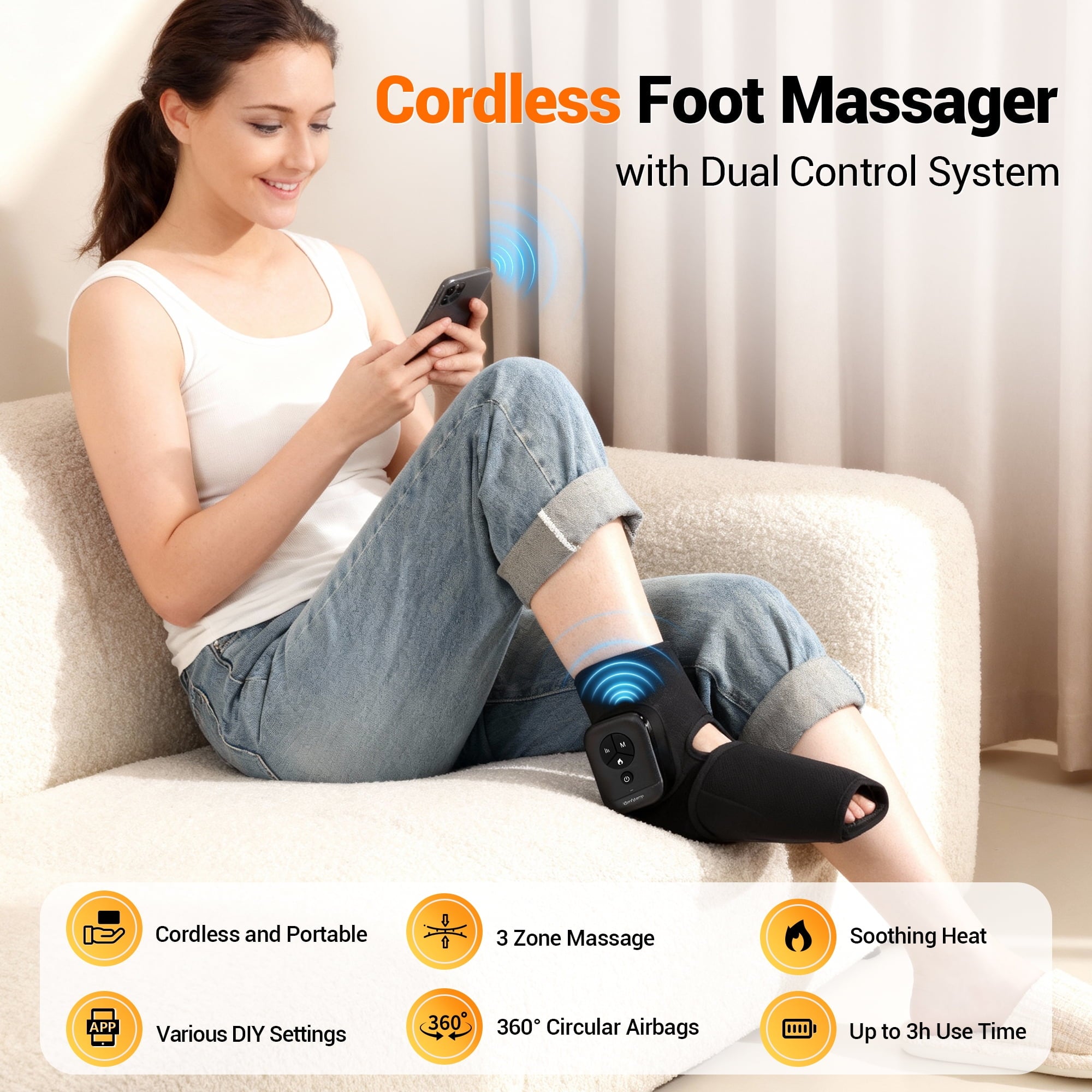 Massager with Heat, Rechargeable Air Compression Boots, One Size, Unisex - Image 5