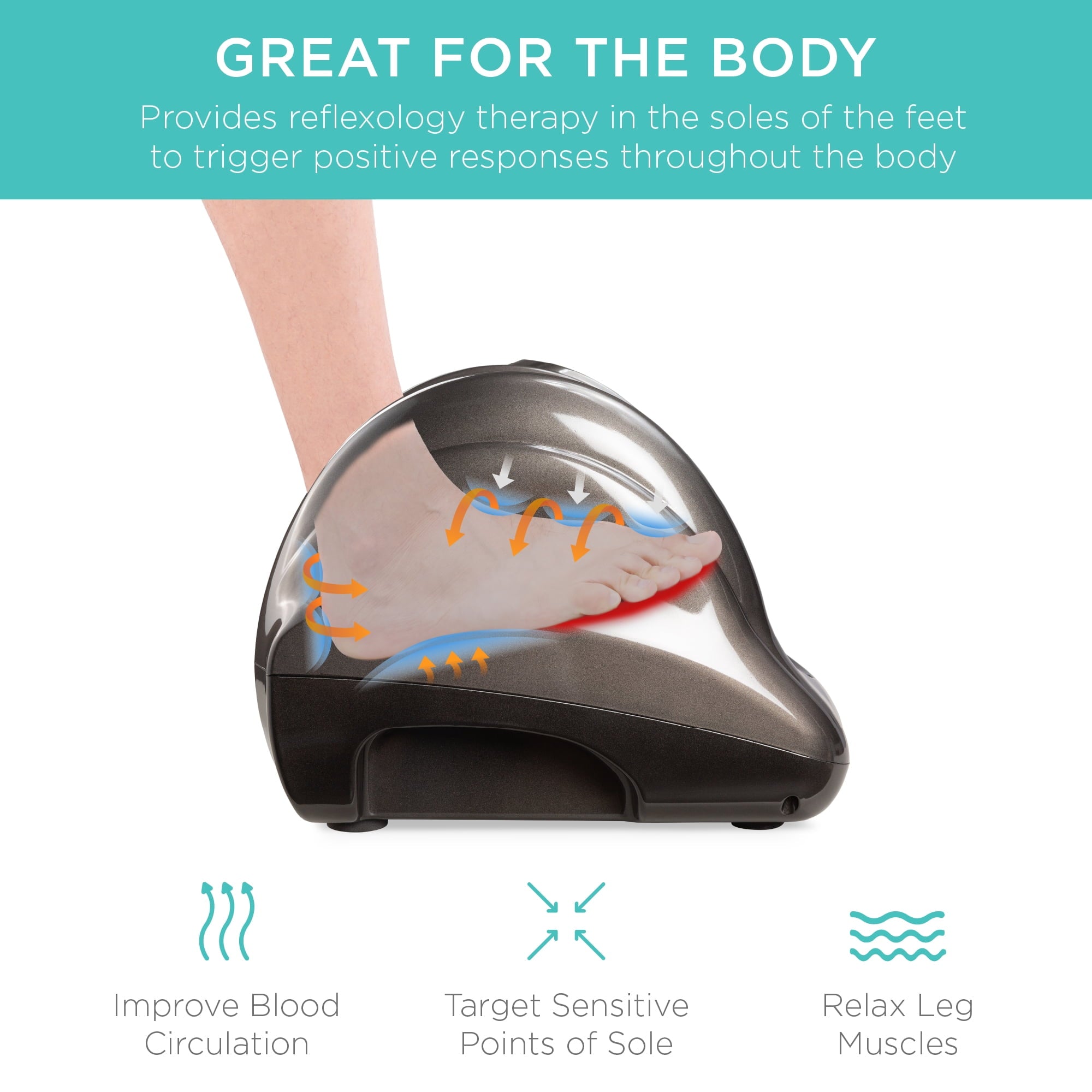 Therapeutic Kneading & Rolling Shiatsu Foot Massager w/ High Intensity Rollers, Remote - Gray - Image 3