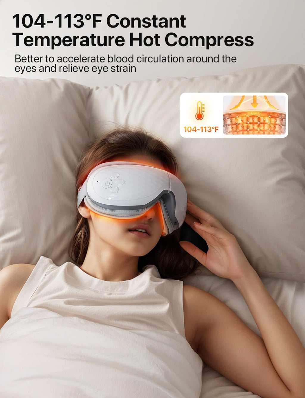 with Heat, Migraines Relief, Massage Mask with Bluetooth, Compression for Strain Relief, Gifts for Women/Men - Image 5