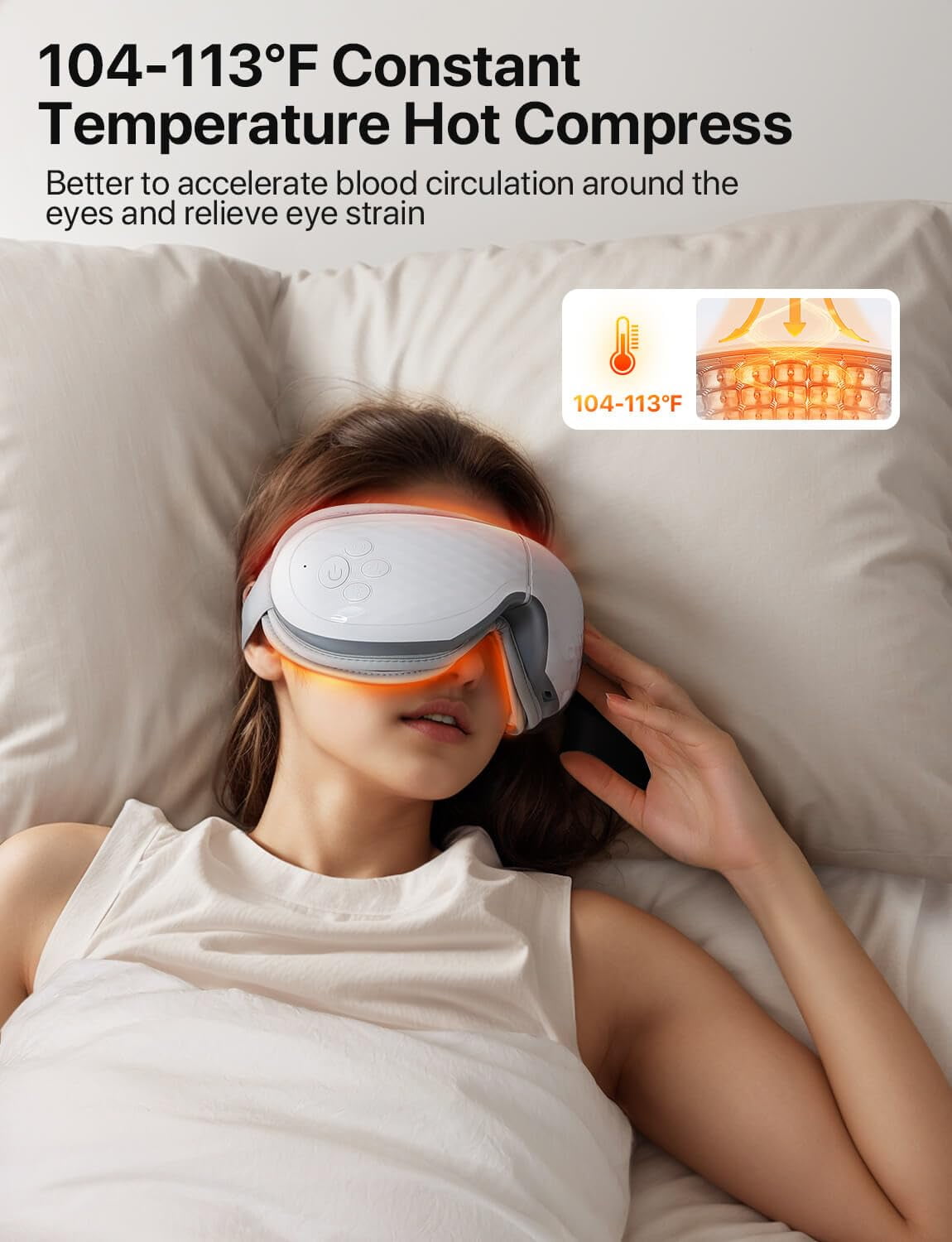 with Heat, Migraines Relief, Massage Mask with Bluetooth, Compression for Strain Relief, Gifts for Women/Men - Image 5