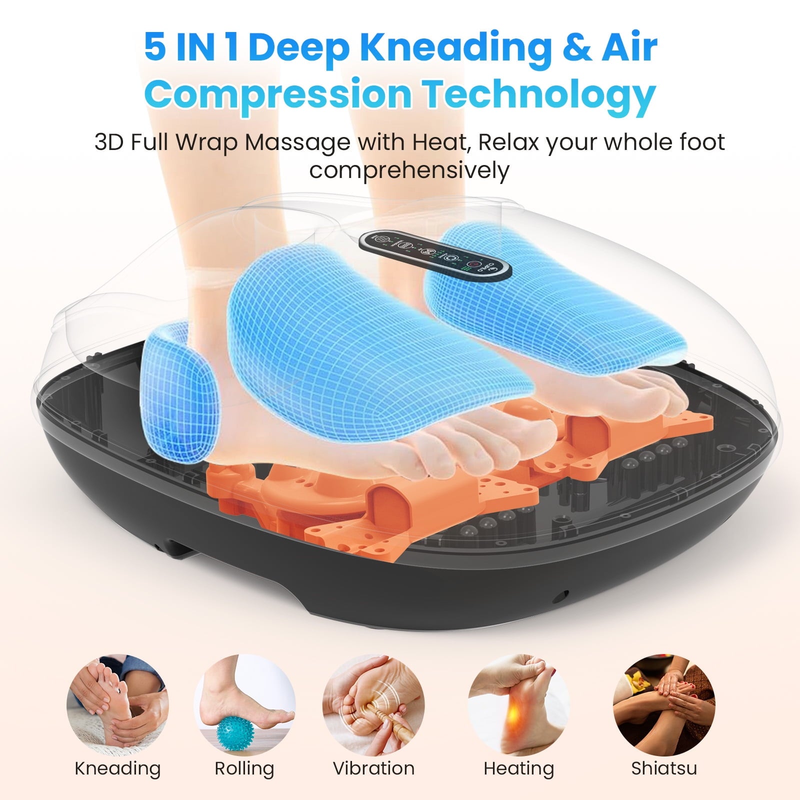 Machine with Heat & Remote Control, Shiatsu Deep Kneading for Plantar Fasciitis, Tired Muscles, Neuropathy, Blood Cir... - Image 3