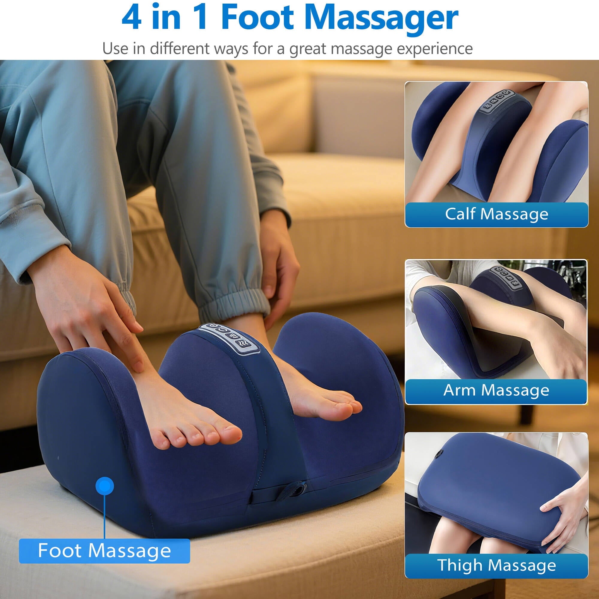 Massager with Heat, and Calf Massager with Massage Roller, Relaxing Gifts for Women Men Mom Dad Birthday Gift,Blue - Image 6