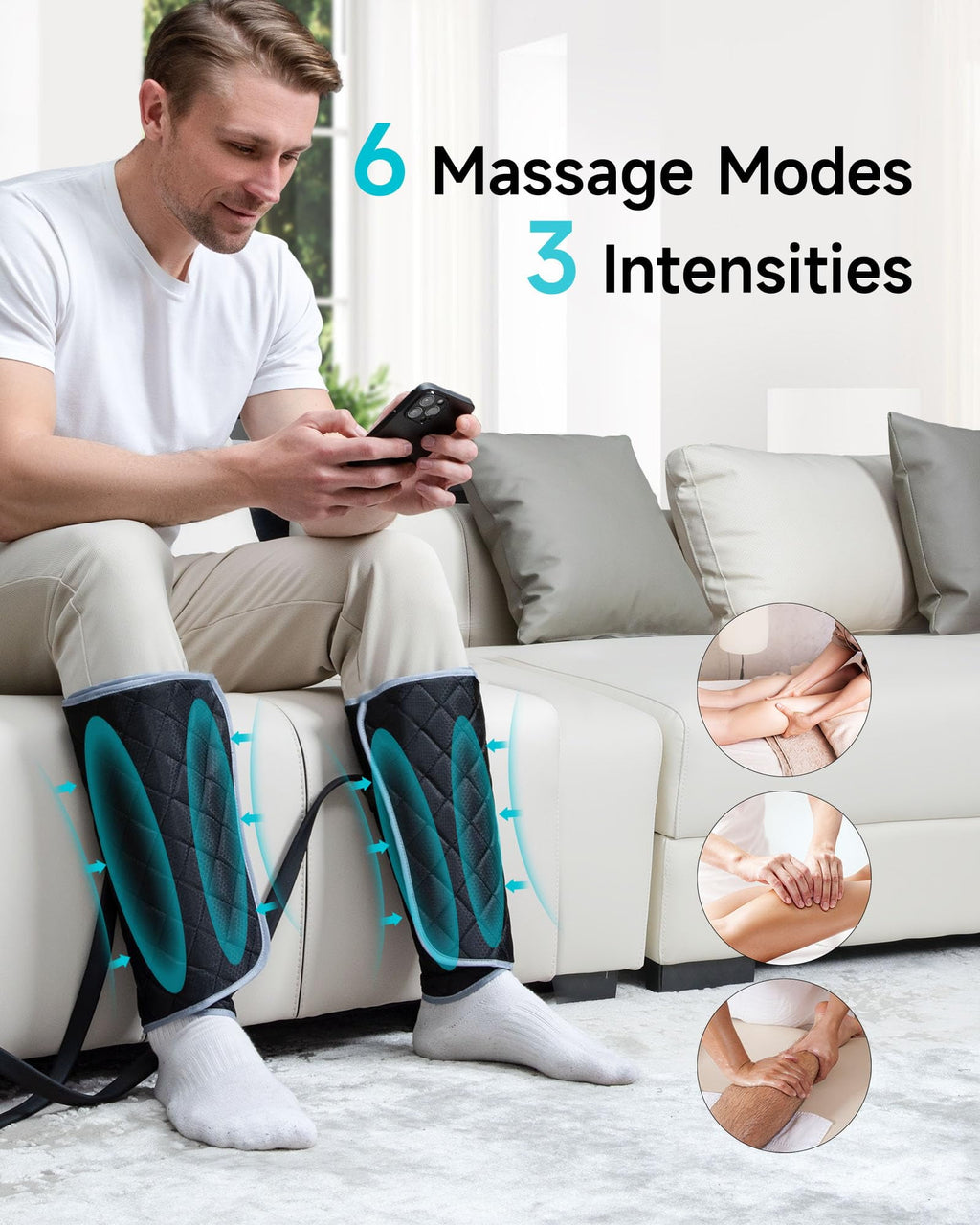 for Circulation, Arm Calf Air Compression with 6 Modes, 2 Heating Levels, 3 Intensities and Auto-off - Image 3