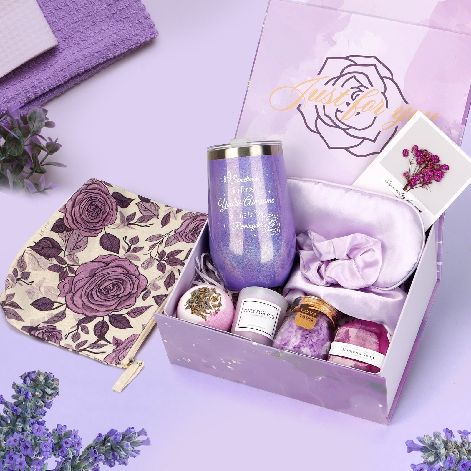 Basket for Women, Self - Care Relaxation Set with Insulated Tumbler, Scented Candle & More, Perfect Birthday for Mom,... - Image 3