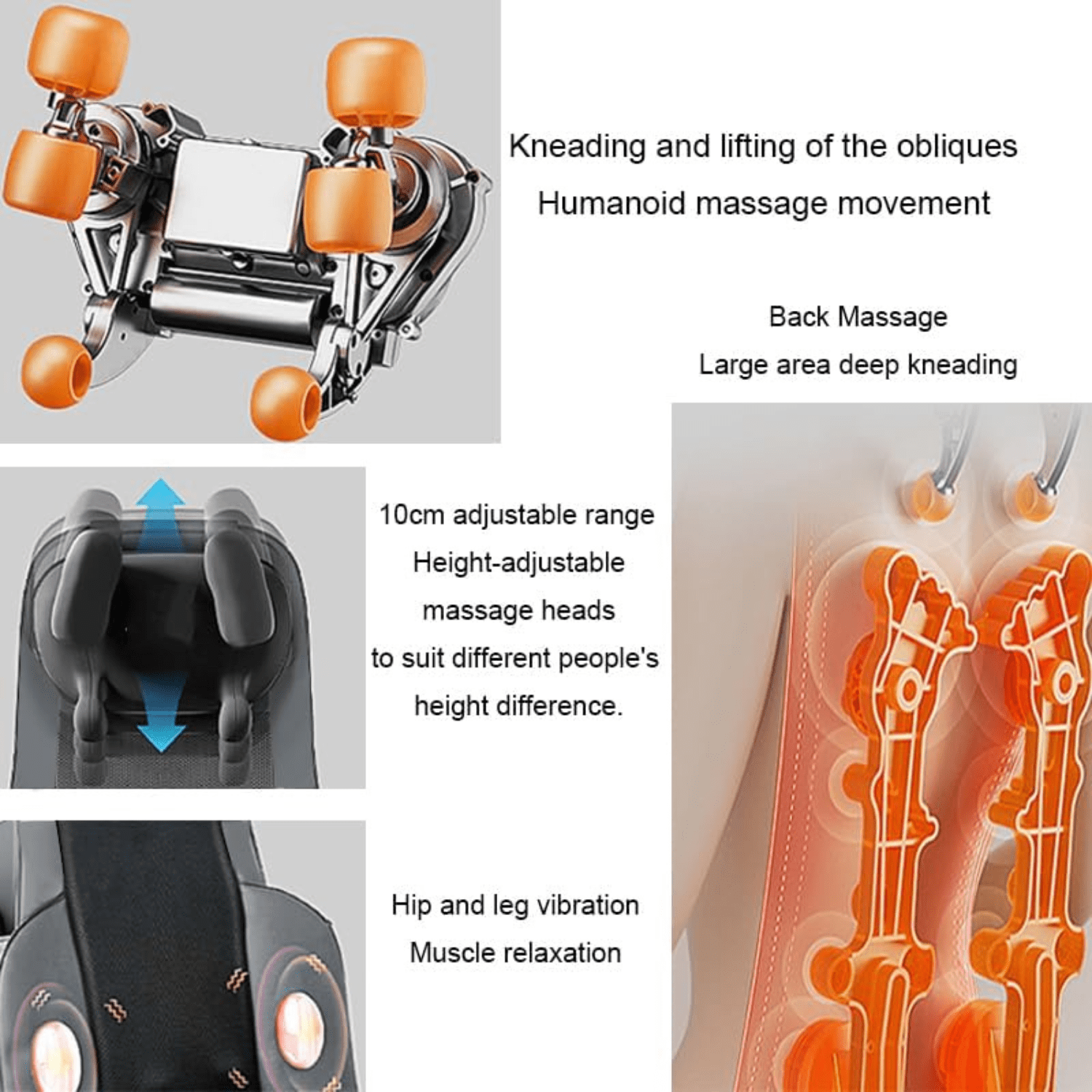 Pad Seat Massager w Adjustable Neck & Back/ Heat for Home Office, Gray - Image 5