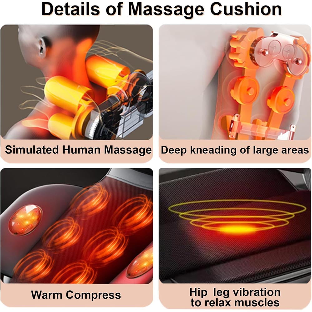 & Back Massager with Heat, 3D Kneading Full Body Massage Mat, Foldable Massager for Home Office Gym - Image 4