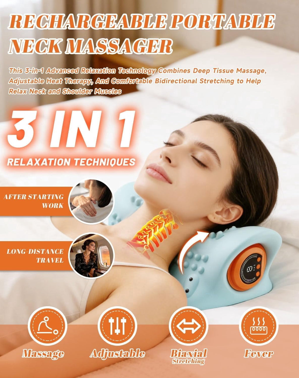 4 In1 , with Heat & Comfortable Stretching, Adjustable Intensity for Neck & Shoulder Relaxation at Home,Office,Travel - Image 2