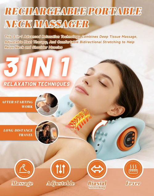 4 In1 , with Heat & Comfortable Stretching, Adjustable Intensity for Neck & Shoulder Relaxation at Home,Office,Travel - Image 2