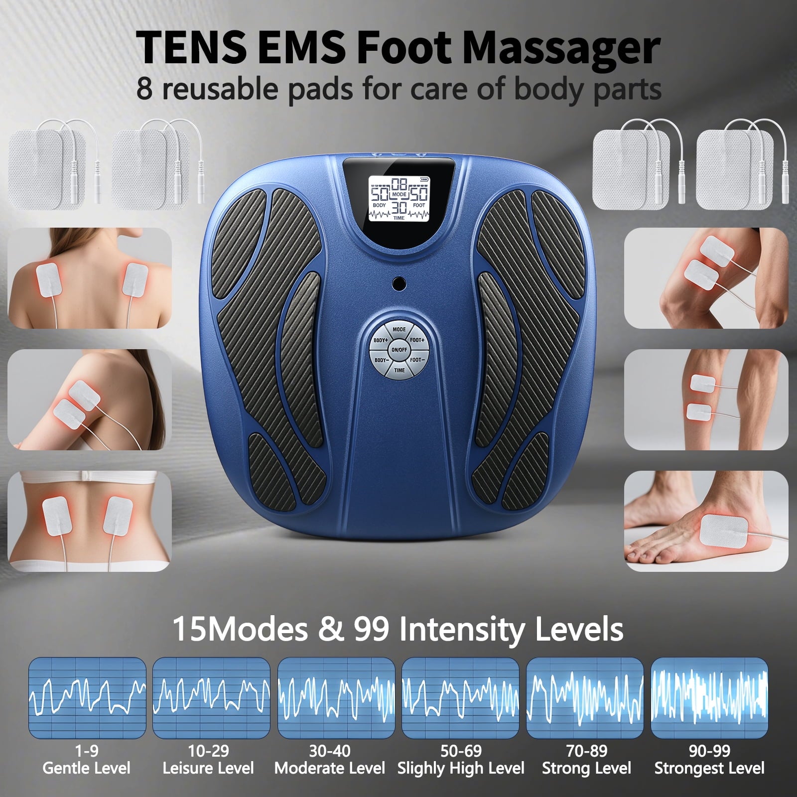 Foot Massager for Neuropathy, Foot Massager with 8 Reusable Electrode Pads, Foot Massager for Circulation and Pain Re... - Image 5