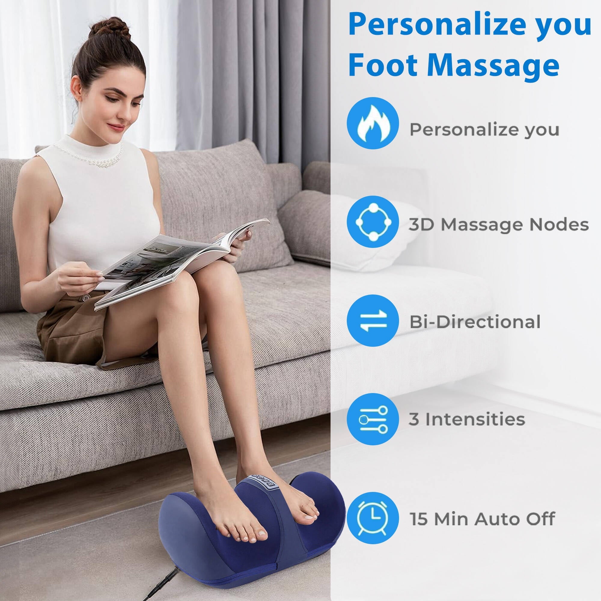 Massager with Heat, and Calf Massager with Massage Roller, Relaxing Gifts for Women Men Mom Dad Birthday Gift,Blue - Image 2