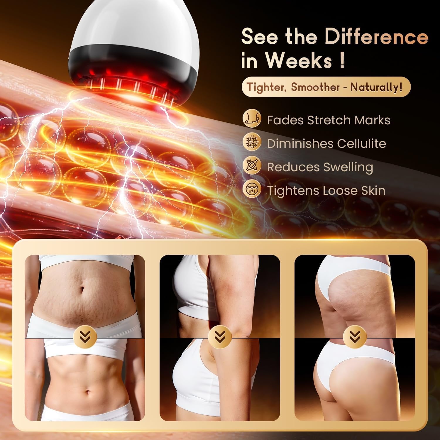 Tool with Heat Vibration and Red Light, Cordless Sculpting r for Legs Arms Waist and Abdomen Appearance Care - Image 6