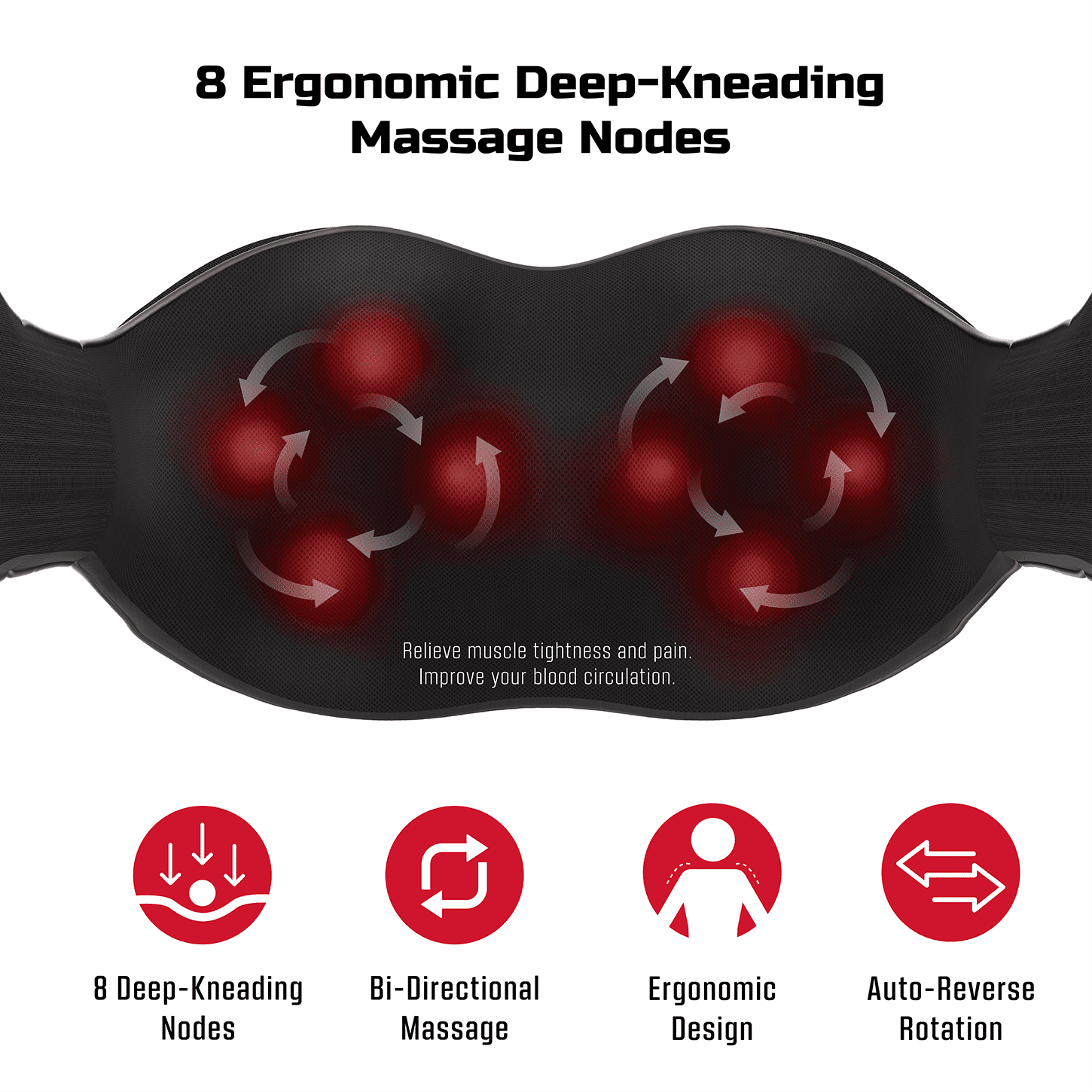 Shoulder, Back, and Neck Massager with Heat, USB-Rechargeable, Black - Image 4
