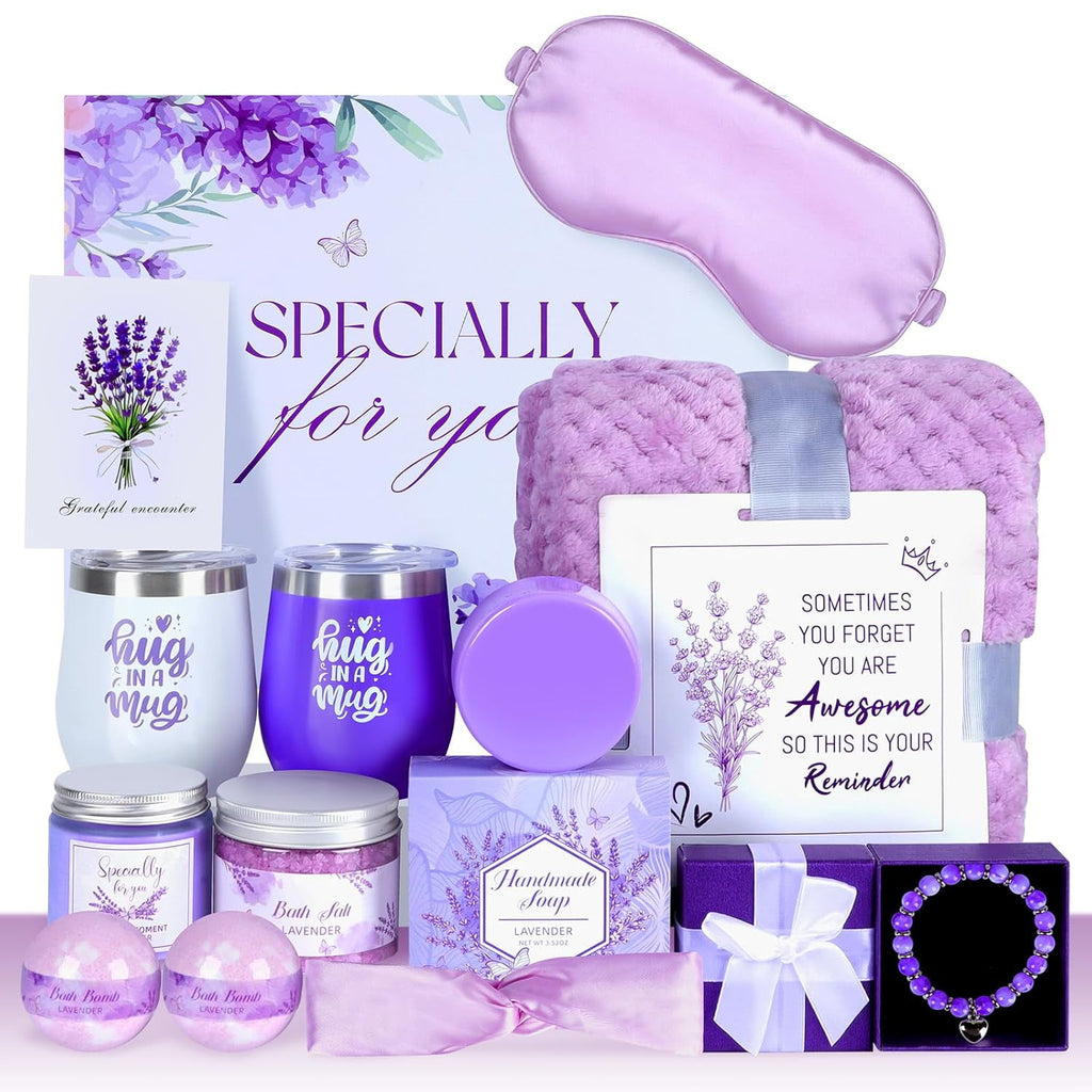 Self Care Gifts Set for Women, Lavender Spa Care Package with Soft Blanket, Thoughtful Gift for Mother's Day Birthday... - Image 6