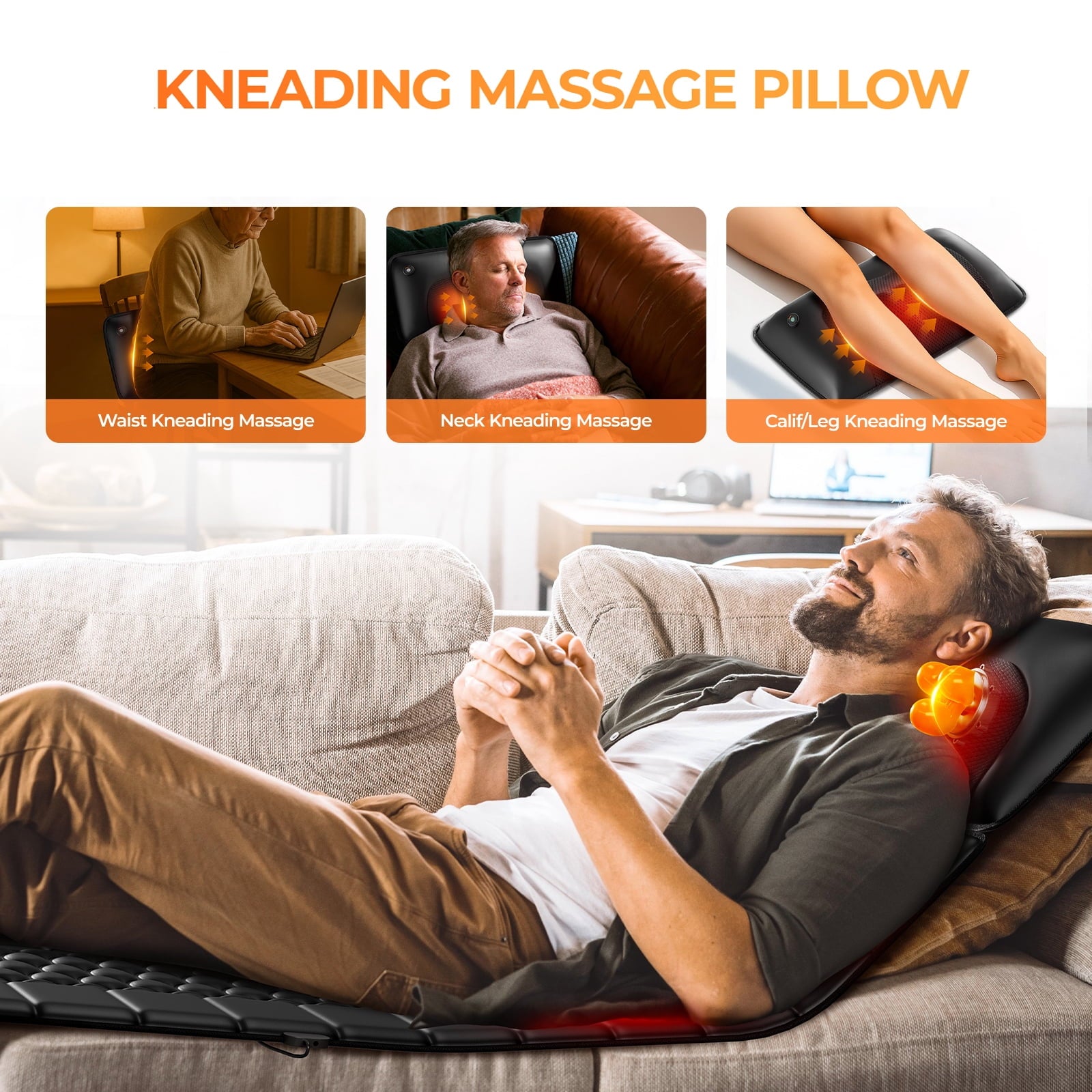 Portable Detachable Back, Neck & Legs Vibration Massage Mat w/ Variable Intensity, Black - Image 4