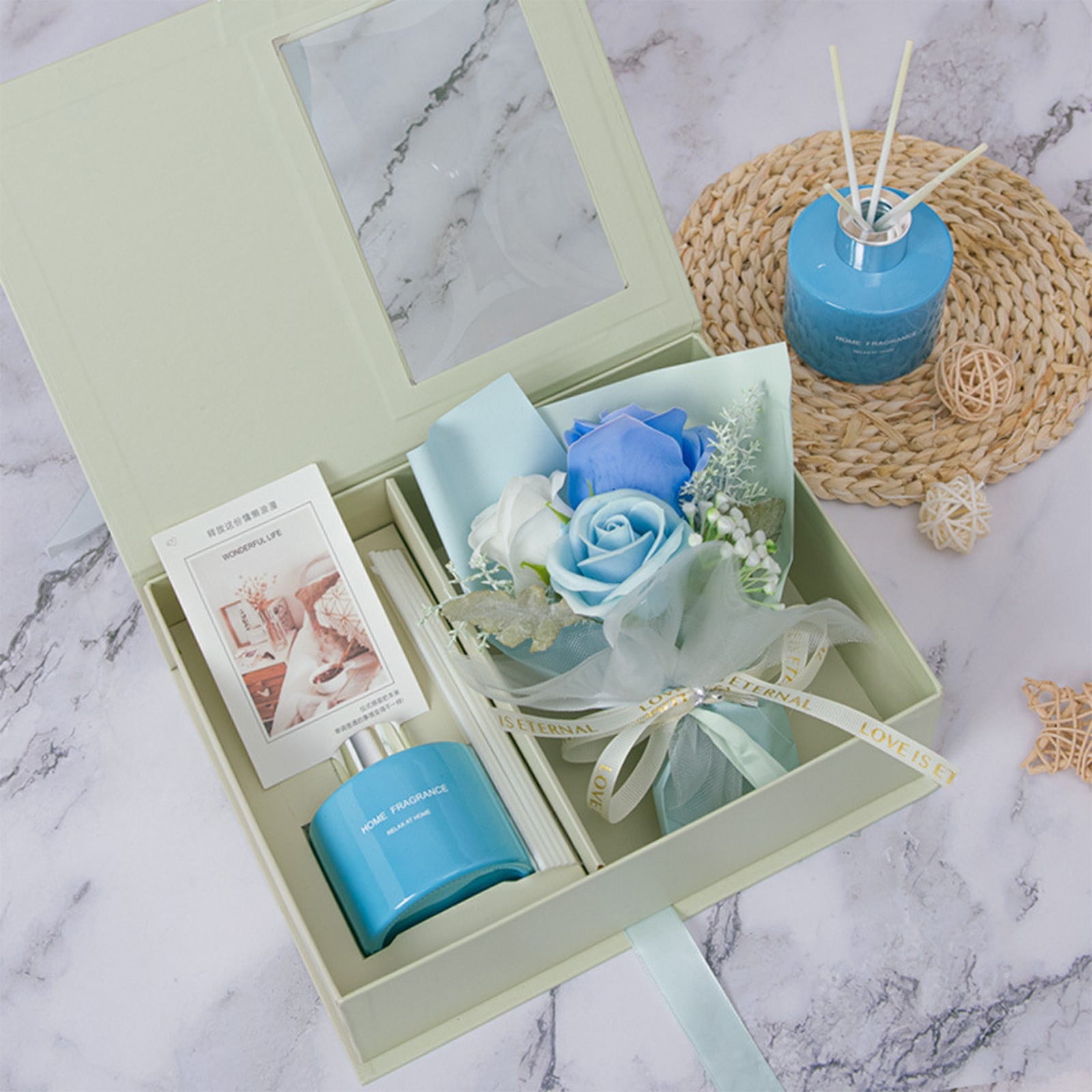 Gift Set for Women - Rose Essential Oil & Bouquet Basket,Gifts for Mom/Wife,Relaxing Self-Care Package with Premium L... - Image 4
