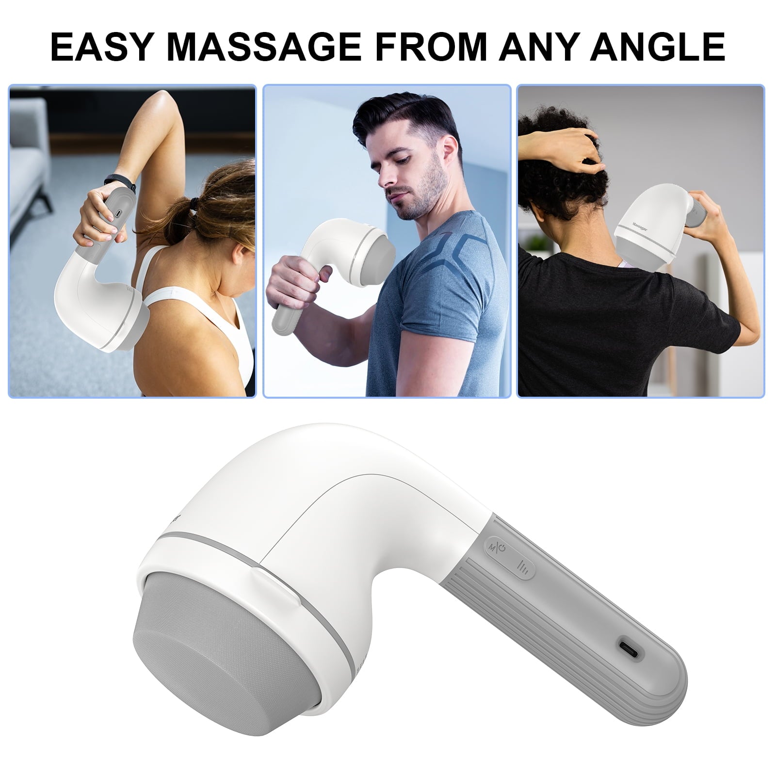 Back Massager, 8 Massage Heads, 6 Modes for Men & Women, White - Image 4