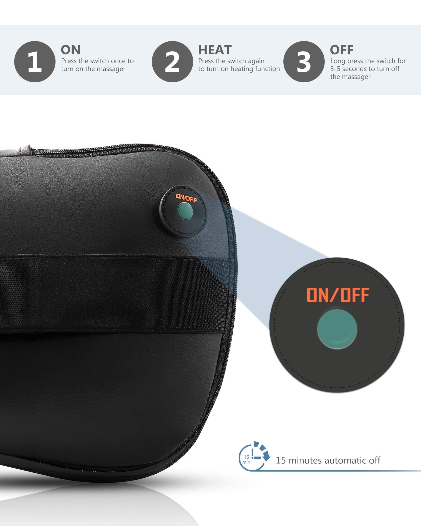 Massager with Heat, Shiatsu Deep-Kneading Massage for Muscle Pain Relief Spa-Like Soothing for Home Car and Office - Image 3