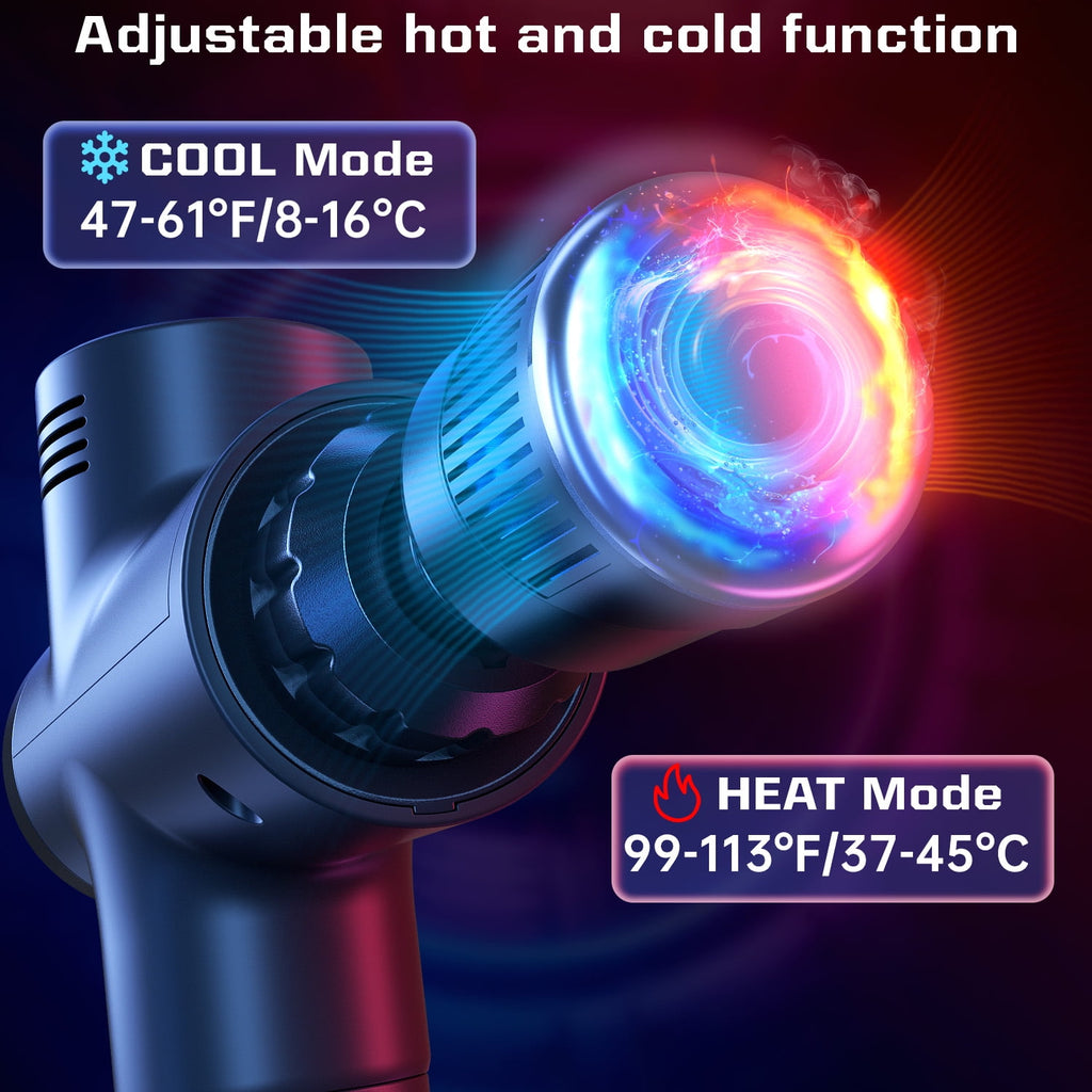 Heat and Cool Muscle r for Back Pain Relief, Hot Cold Percussion r, Muscle r for Athletes, Quiet Travel r with 7 Repl... - Image 3