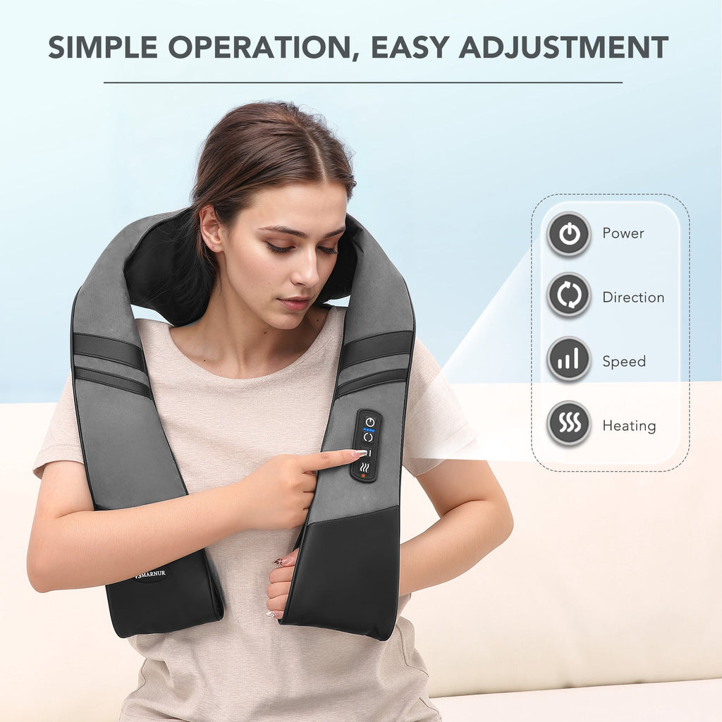 and Shoulder Massager with Heat, 3D Deep Tissue Kneading Rechargeable Massager for Home Office Gray - Image 2