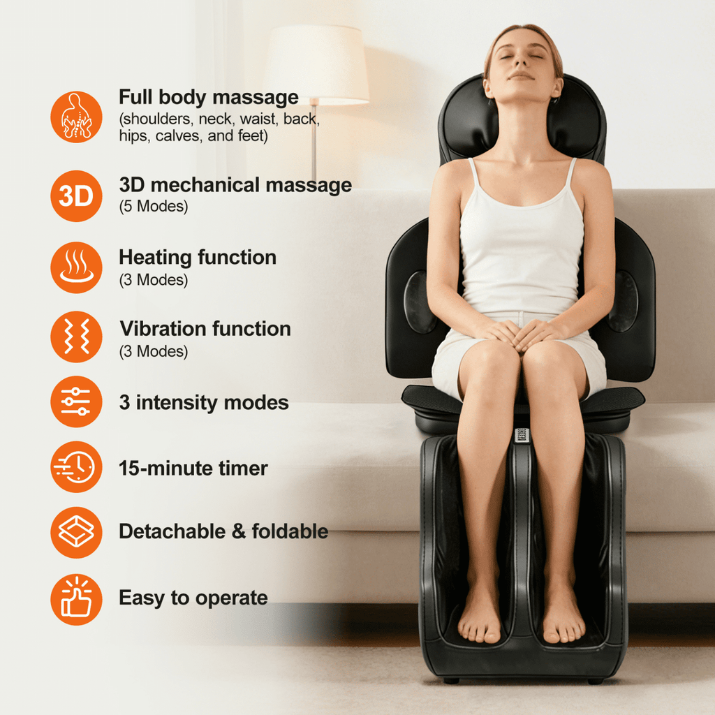 Portable Massage Mat with Shiatsu Kneading & Vibration, 3-in-1 Back Neck Calf Massager with Heating for Full Body Rel... - Image 4