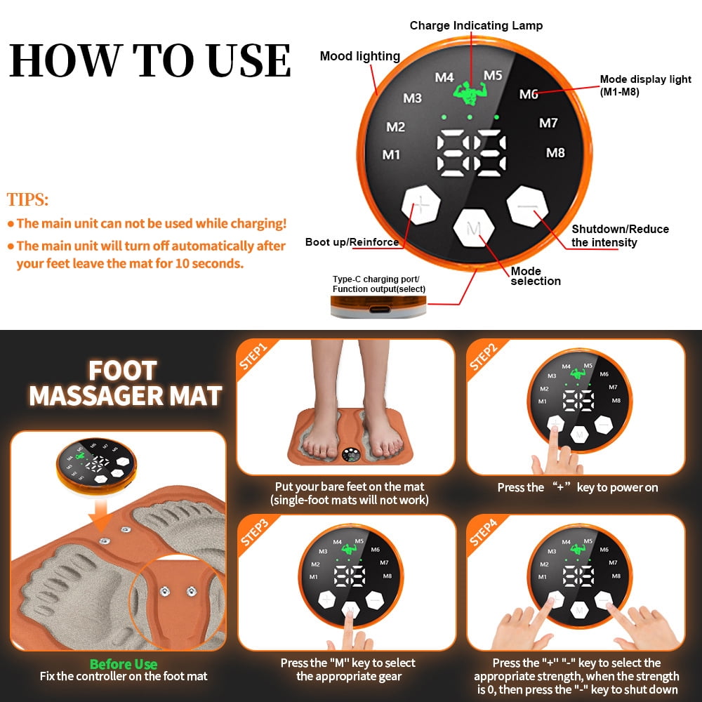 Massage Pad Neuropathy Mat, Micro Current Calf Sole Massager, 8 Modes & 29 Levels, Pulse Acupoints Bioelectric Massag... - Image 5
