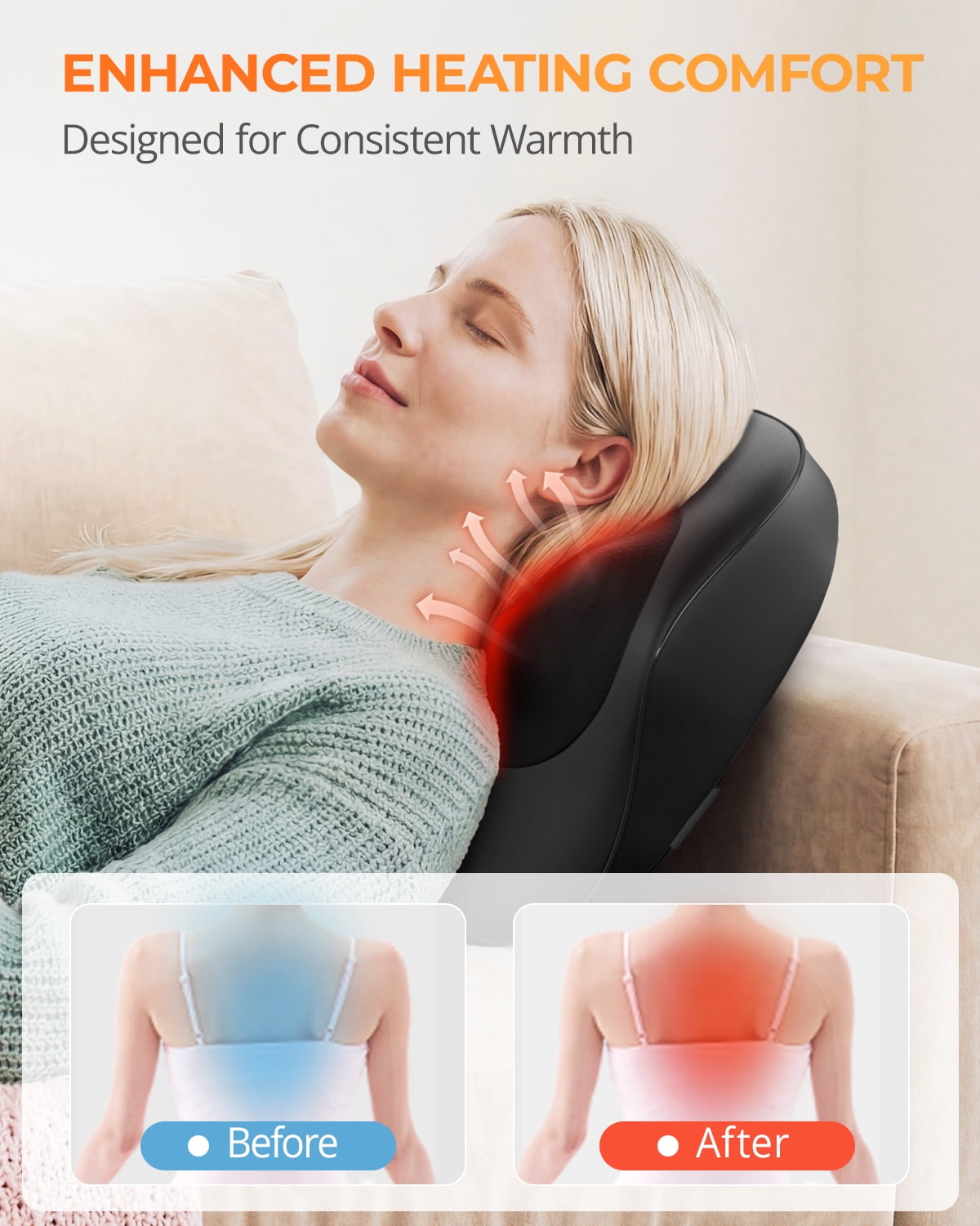 and Neck Massager with Heat, Deep Tissue 3D Kneading Massager Pillow for Muscle Pain Relief, Black,Relaxation Gifts f... - Image 3