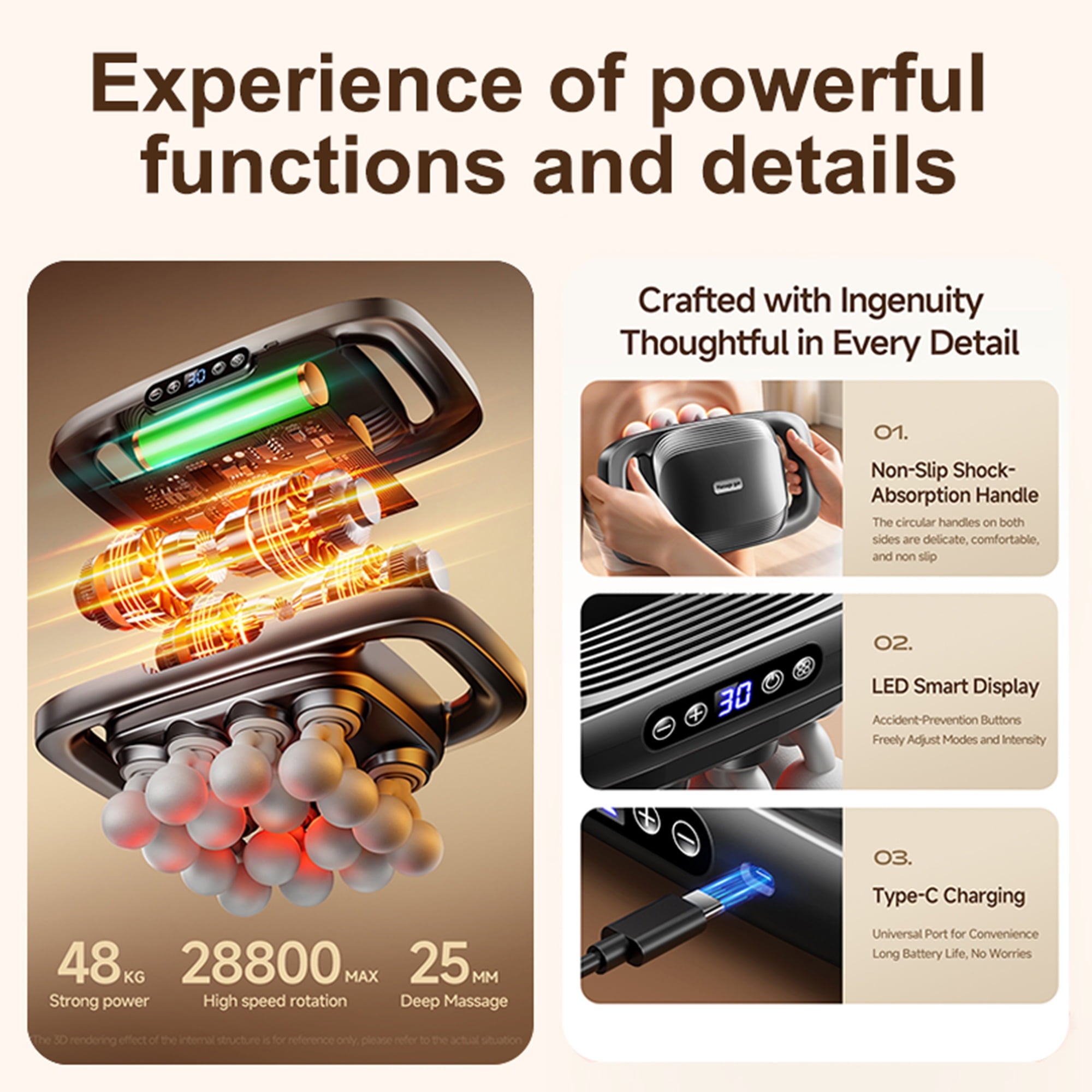 16 Massage Guns Deep Tissue, Neck Back Shoulders Legs Muscle Massager Percussion Massage Gun - Image 5