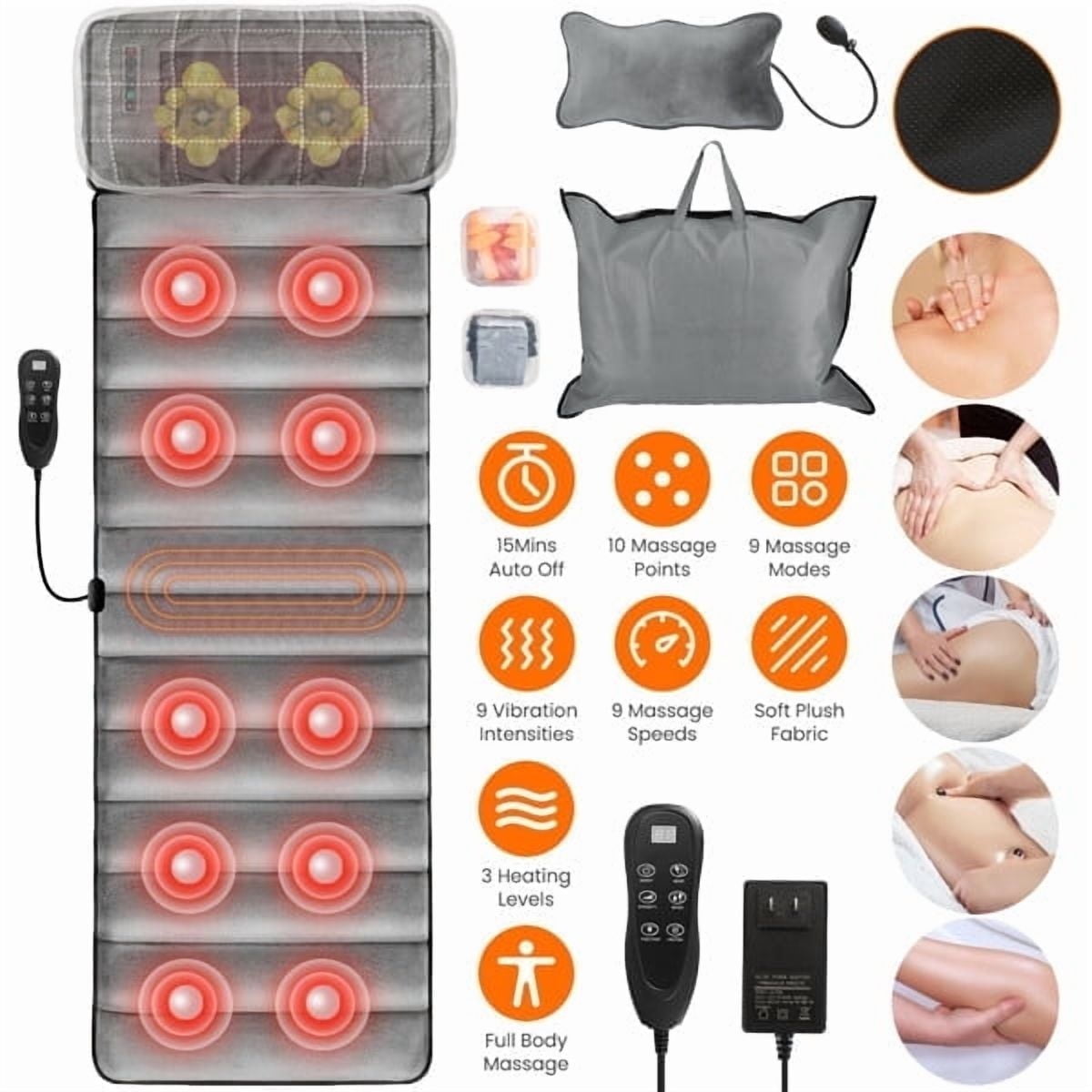 Massager Mat with Heat and 10 Vibration Massage Nodes Lumbar Stretching Pillow, Detachable Neck Massager with Shiatsu... - Image 2