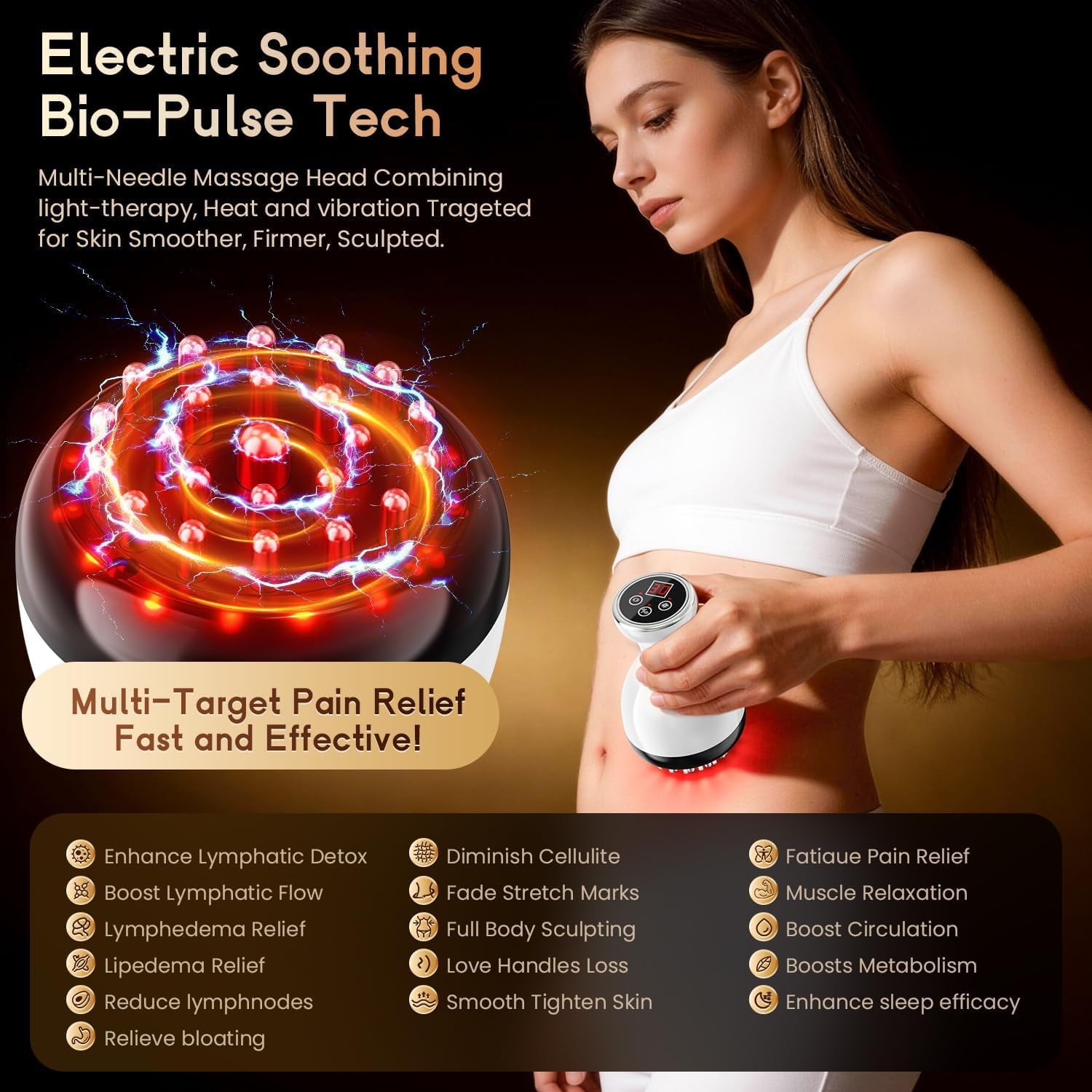 Tool with Heat Vibration and Red Light, Cordless Sculpting r for Legs Arms Waist and Abdomen Appearance Care - Image 4