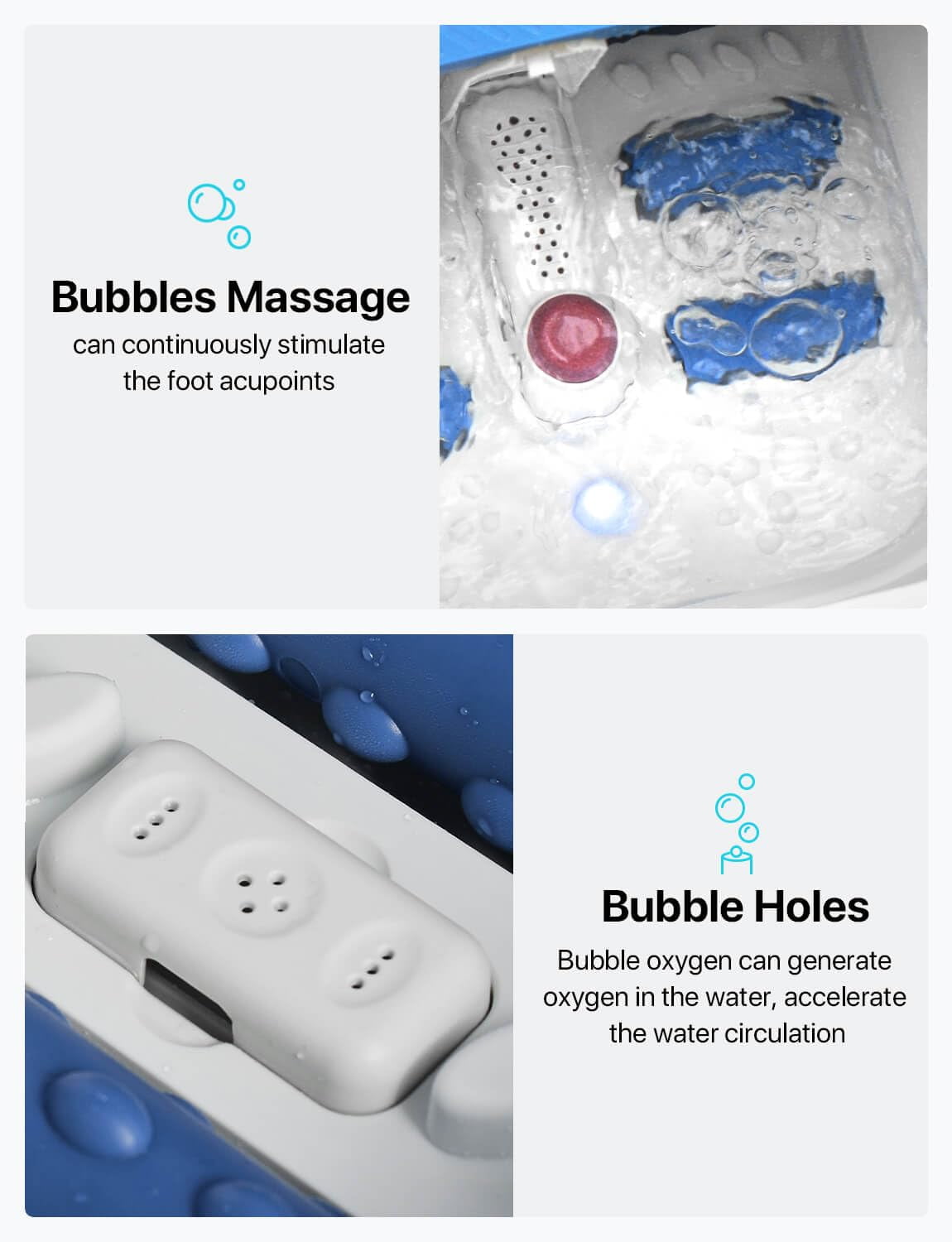 Spa Bath Massager with Heat, Remote Control, Temperature Control, Bubbles, Pumice Stone, Timer, Spa Soak Tub (bule-wh... - Image 3