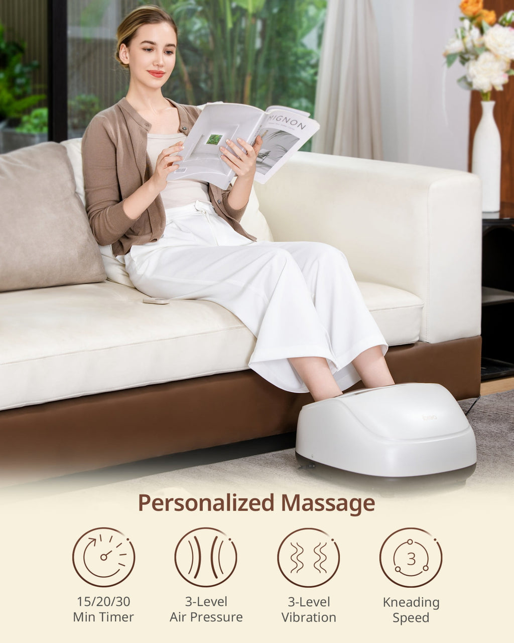 Massager Machine with Heat, Deep Kneading, Air Compression, Vibration, Adjustable Pressure Auto Timer Remote Control,... - Image 2