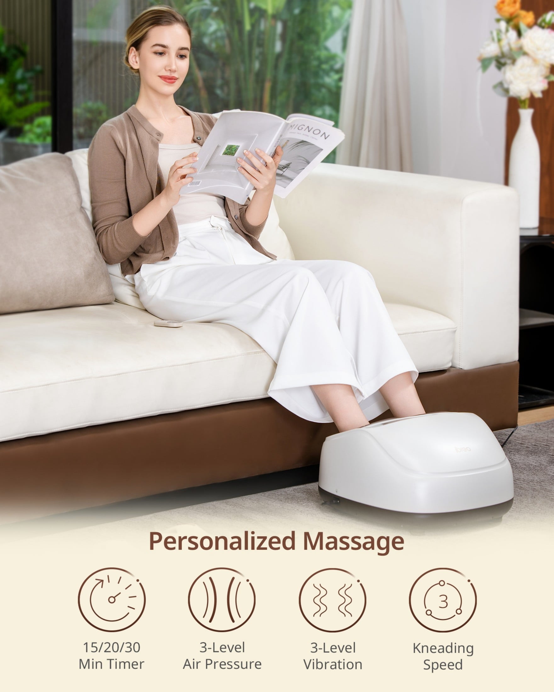 Massager Machine with Heat, Deep Kneading, Air Compression, Vibration, Adjustable Pressure Auto Timer Remote Control,... - Image 2