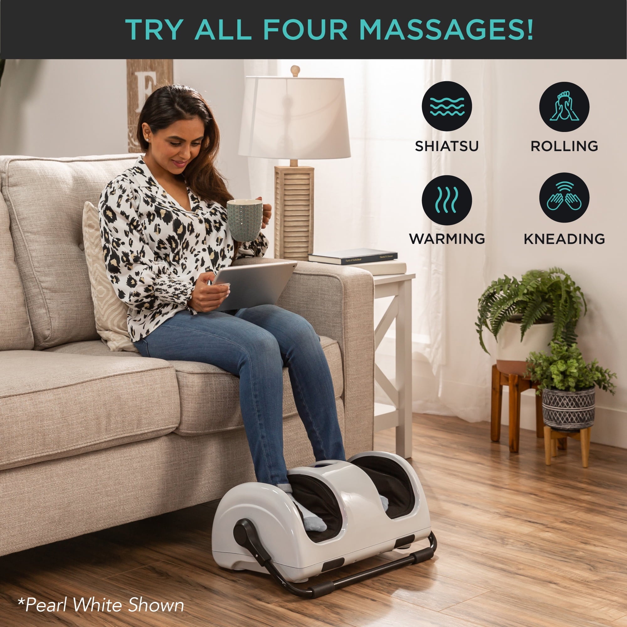 Foot Massager Machine, Therapeutic Reflexology Massager w/ High-Intensity Rollers - Dark Green - Image 5