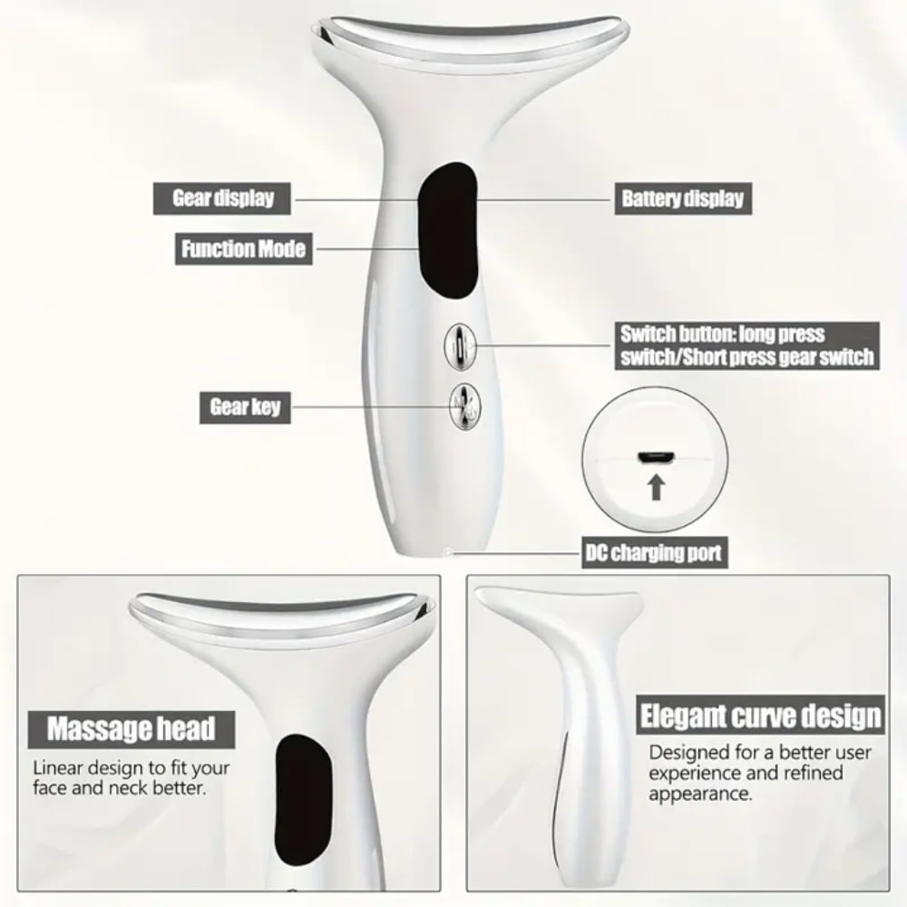 and Neck Massager with Red Light Therapy, 3 Modes Facial Massager for Skin Firming and Wrinkle Reduction, Rechargeabl... - Image 2