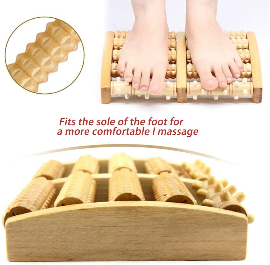 Premium Dual Foot Massager Roller, 10 Rollers, Pure Natural Wooden Foot Massager Roller for Plantar Fasciitis, Heel, ... - Image 4