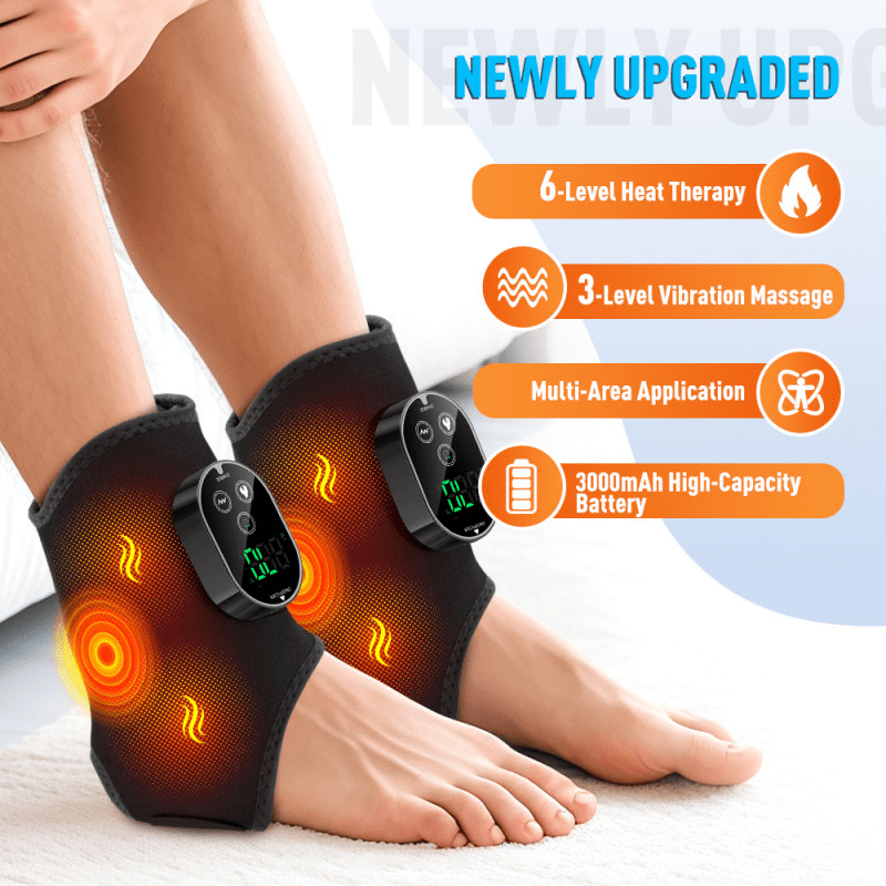 with Heat & Vibration, Cordless Ankle Brace Wrap , 6 Temperature Settings, 3 Timer & Speed Levels, Adjustable Strap f... - Image 4